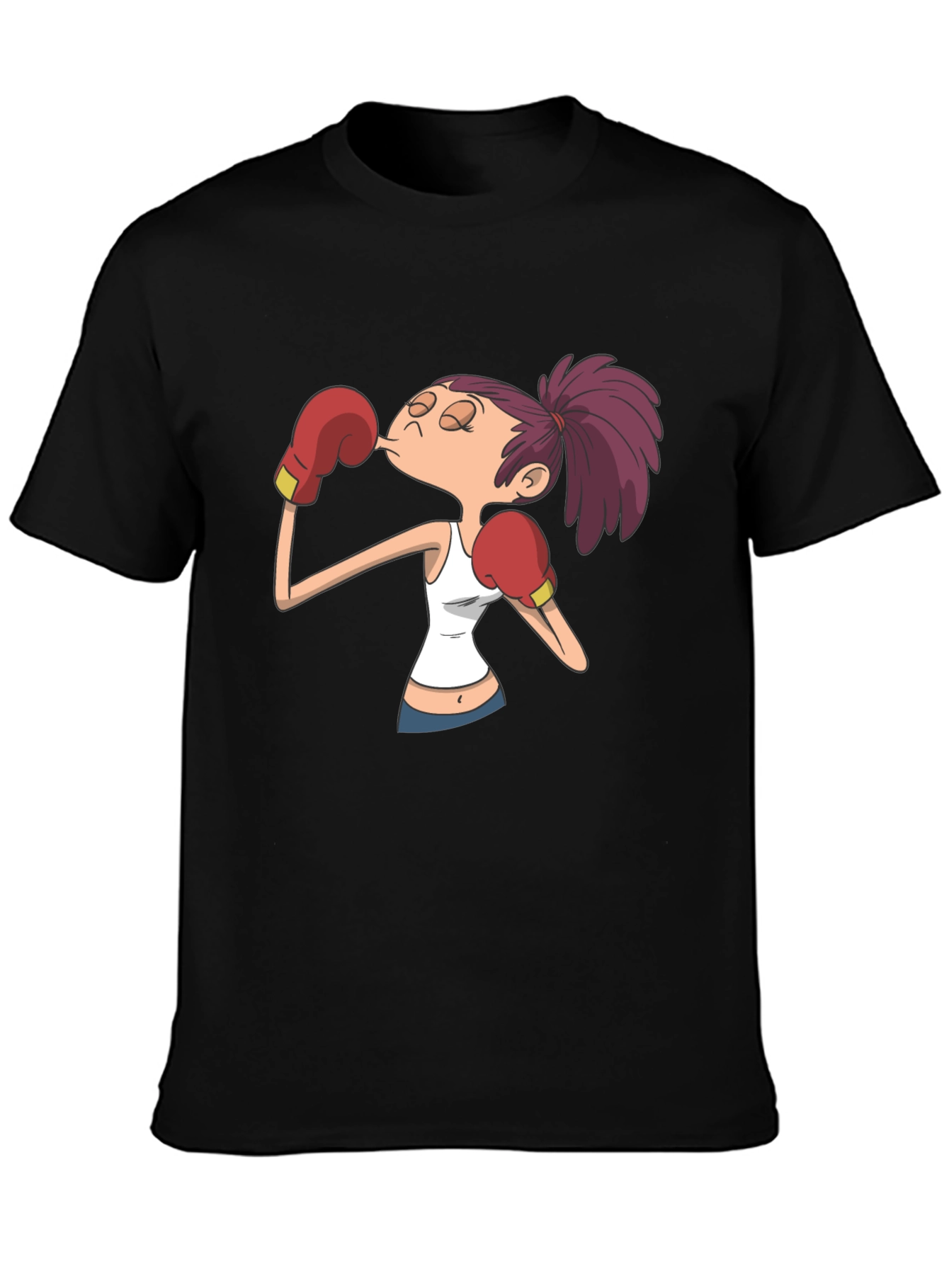 Cartoon Boxer Graphic T-Shirt - Black