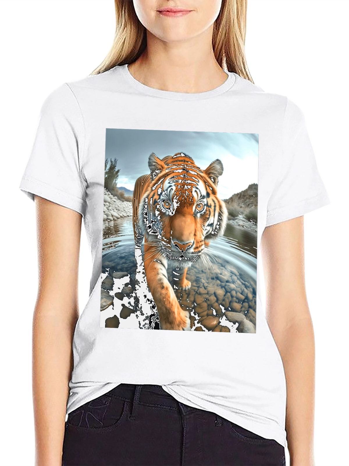Tiger River Graphic Black T-Shirt