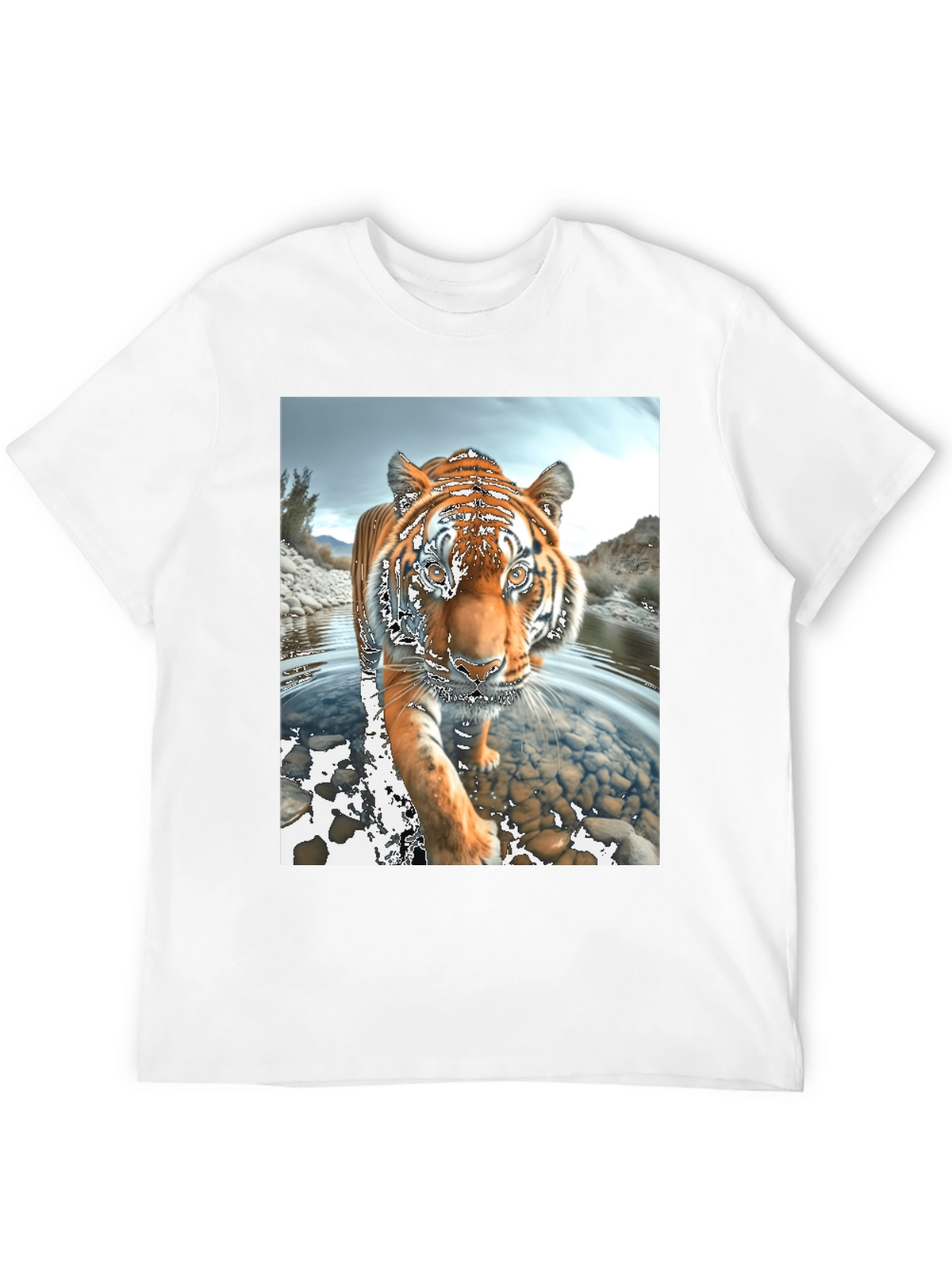 Tiger River Graphic Black T-Shirt