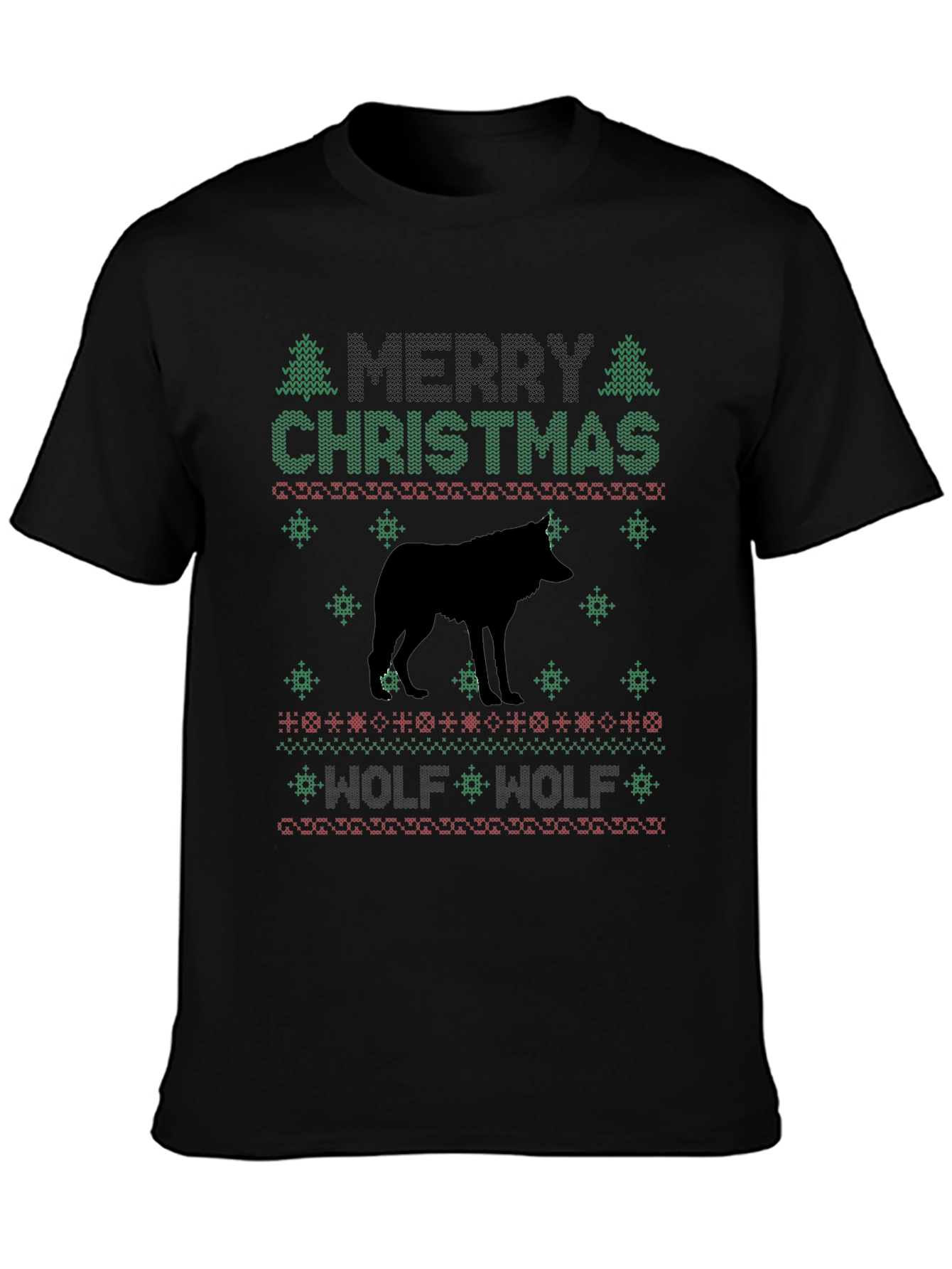 Merry Christmas Wolf Graphic Tee