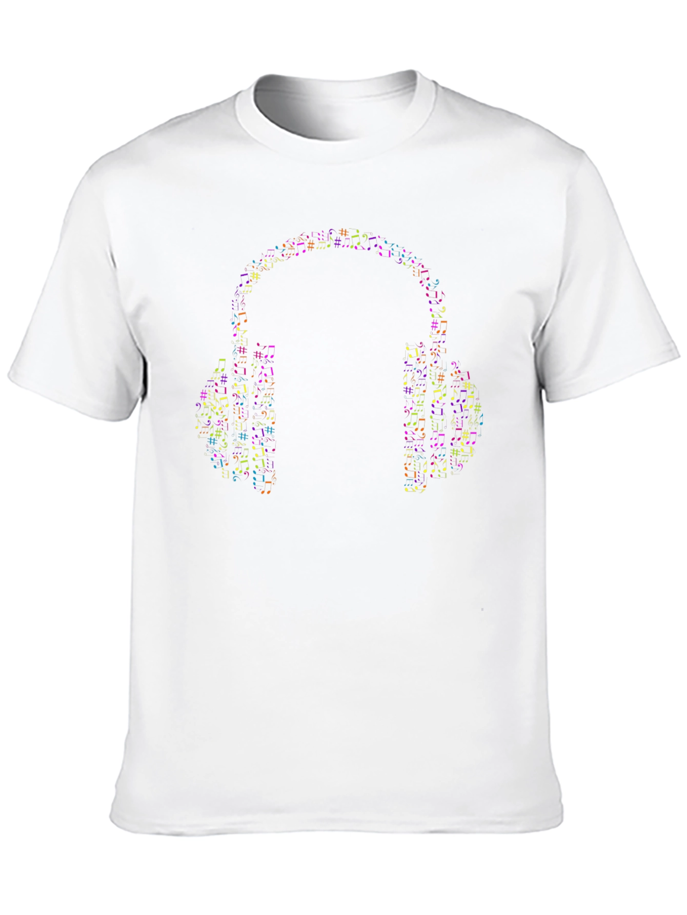 Music Notes Headphones Graphic Tee - Black Cotton T-Shirt