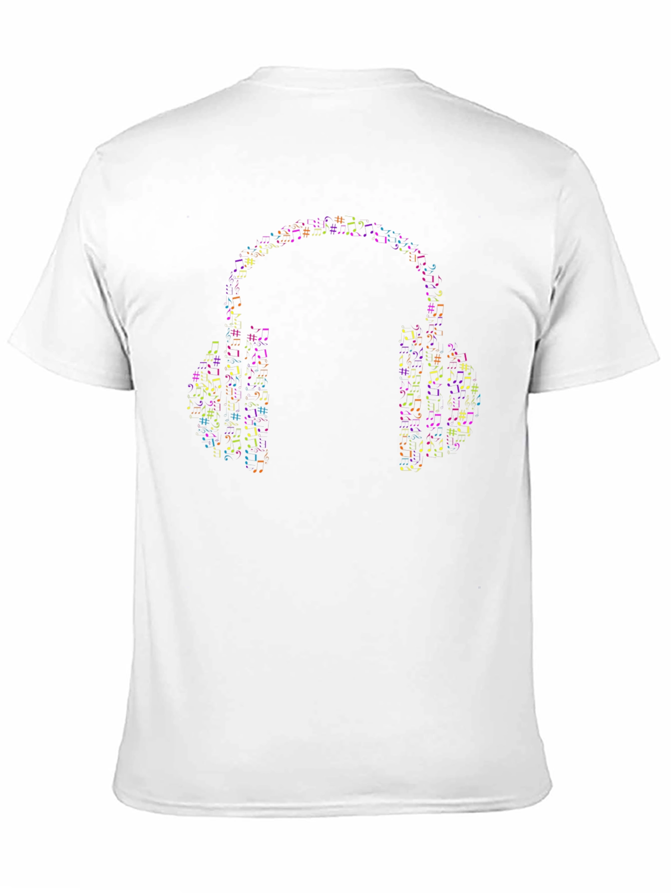 Music Notes Headphones Graphic Tee - Black Cotton T-Shirt