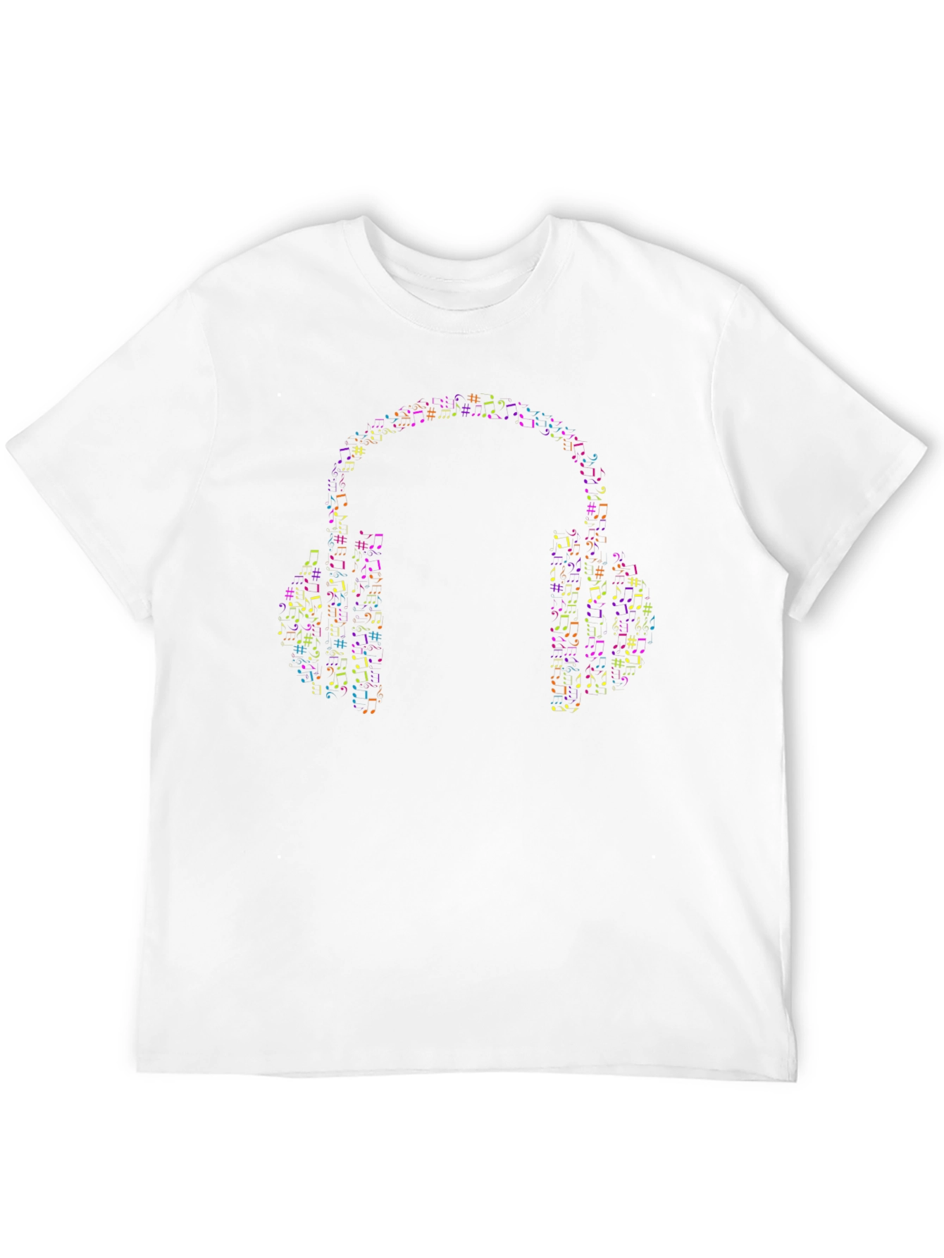 Music Notes Headphones Graphic Tee - Black Cotton T-Shirt