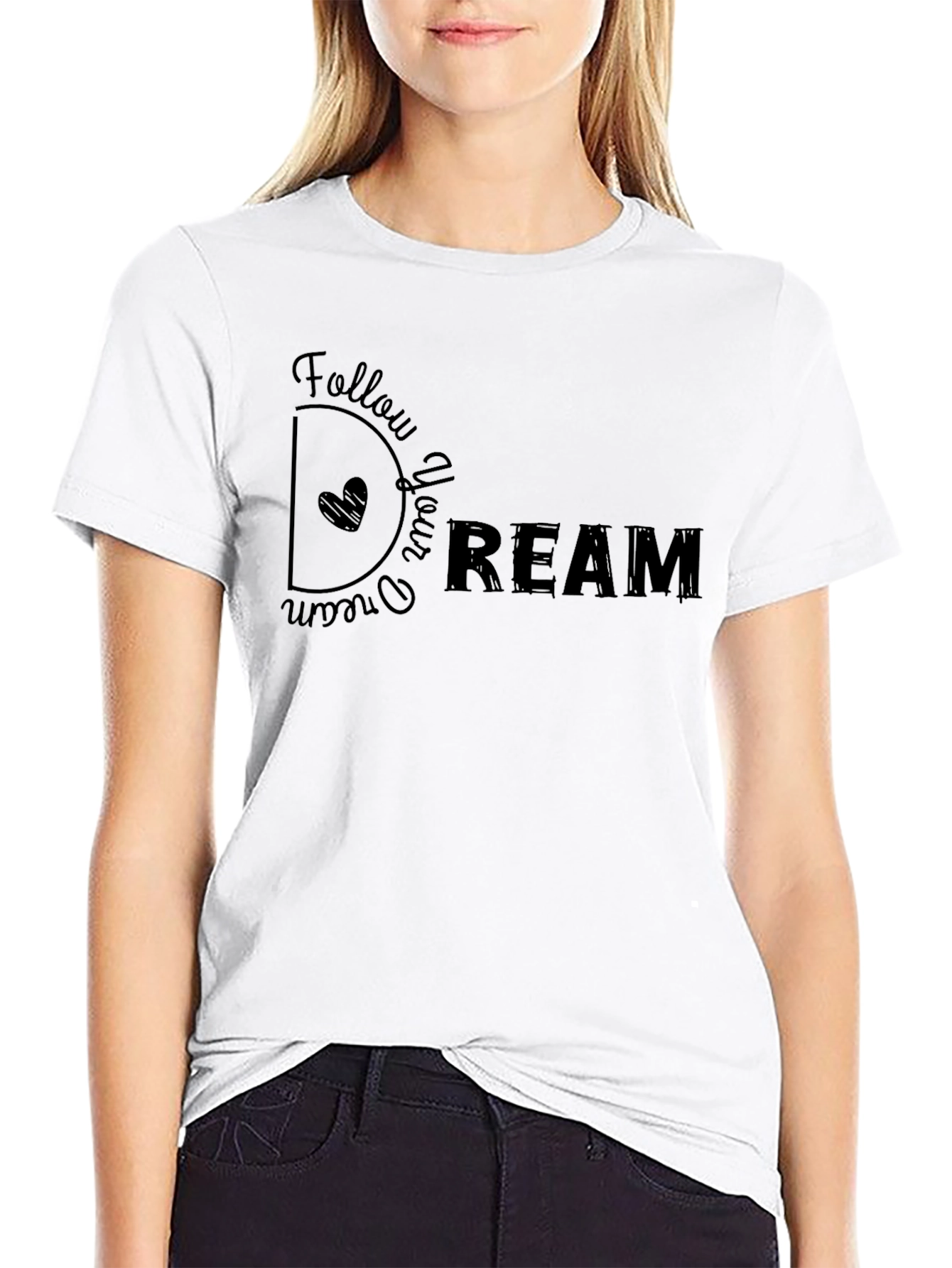 Follow Your Dream Graphic T-Shirt - Casual Black Tee
