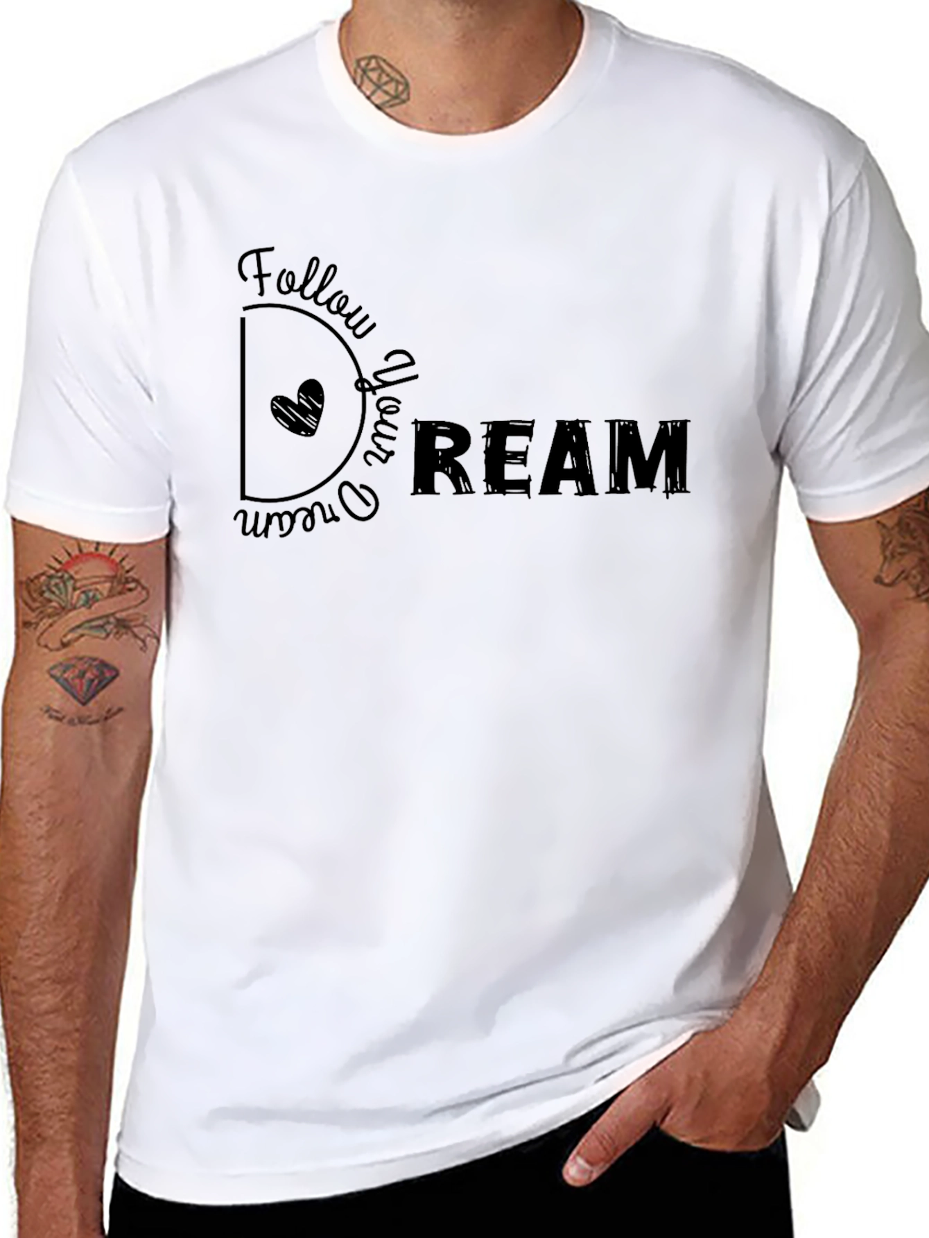 Follow Your Dream Graphic T-Shirt - Casual Black Tee
