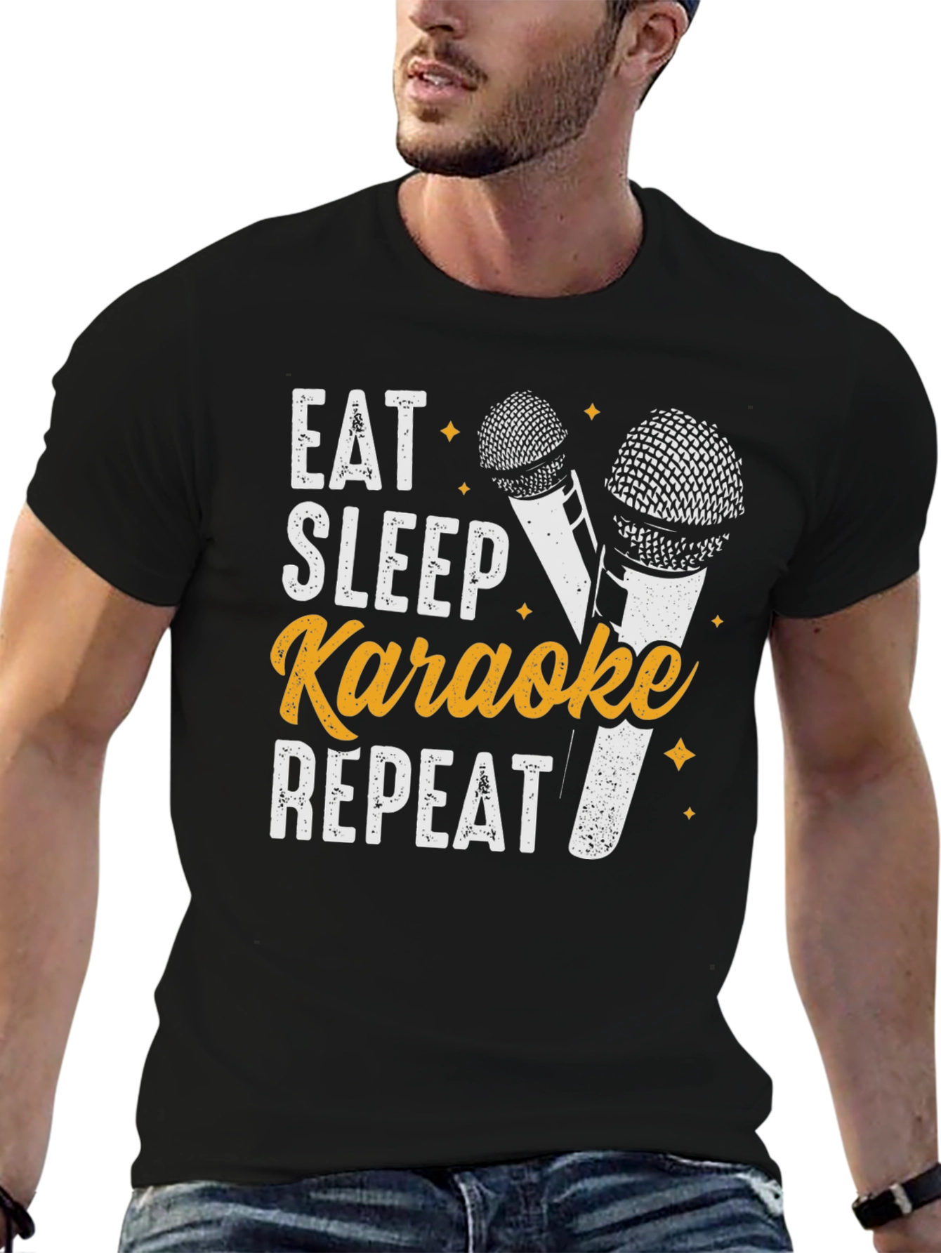 Eat Sleep Karaoke Repeat T-Shirt Fun Music Tee