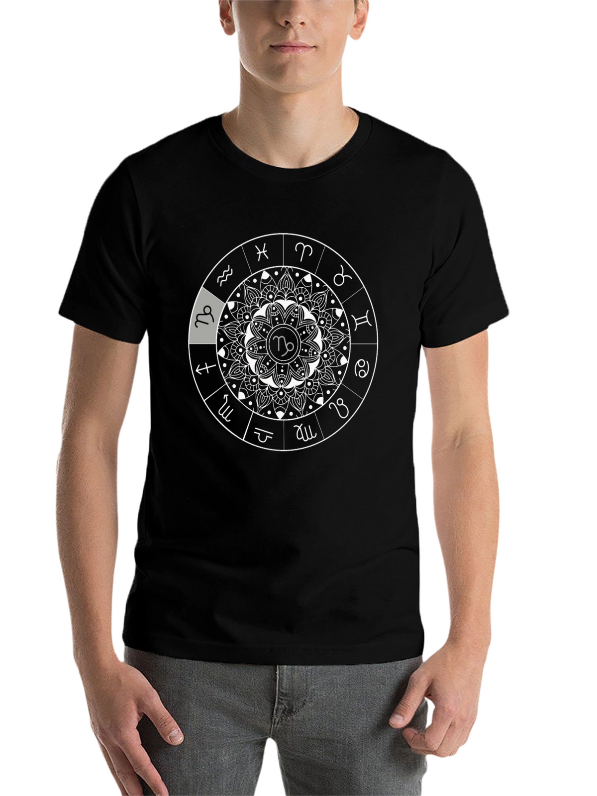 Zodiac Mandala T-Shirt - Capricorn Symbol