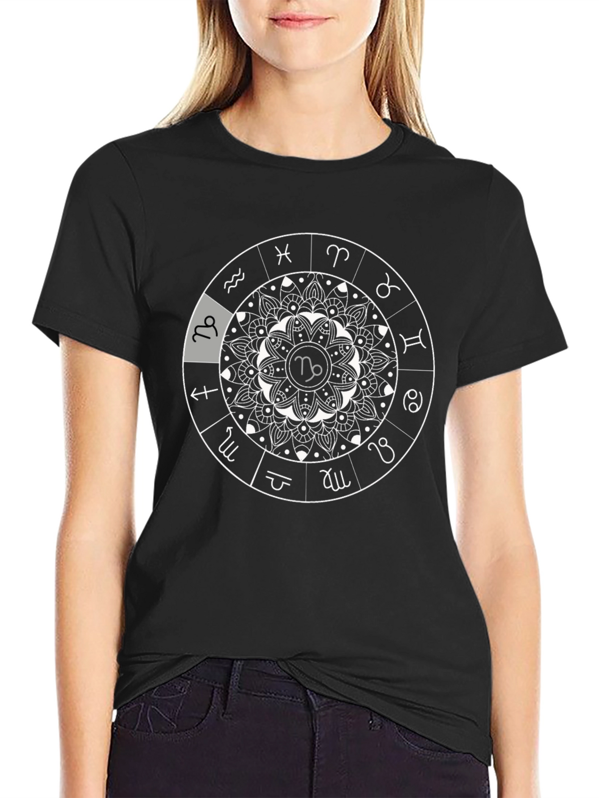 Zodiac Mandala T-Shirt - Capricorn Symbol