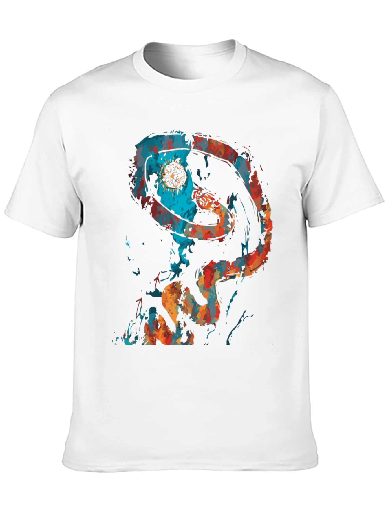 Abstract Snake Graphic Black T-Shirt