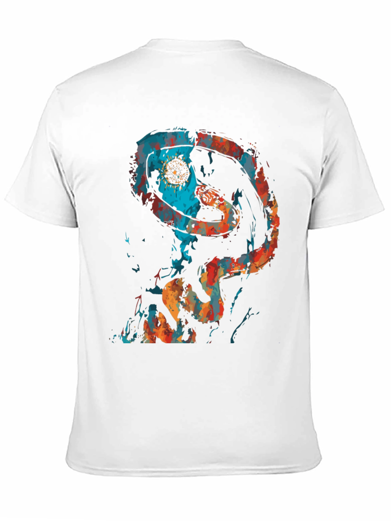 Abstract Snake Graphic Black T-Shirt
