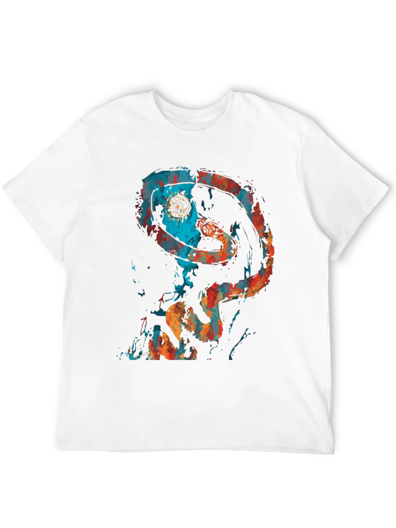 Abstract Snake Graphic Black T-Shirt