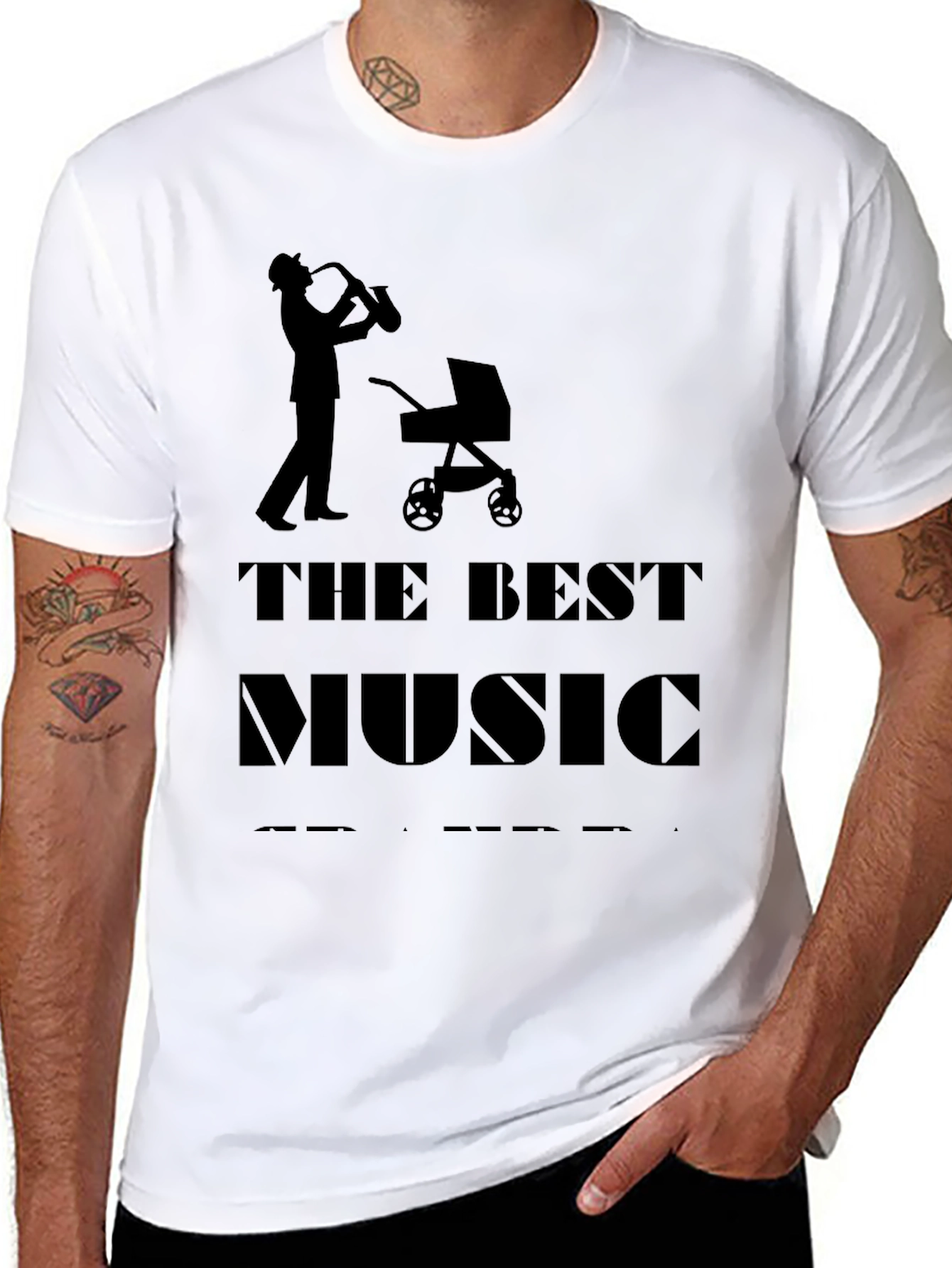 The Best Music Dad T-Shirt Saxophone Stroller Tee