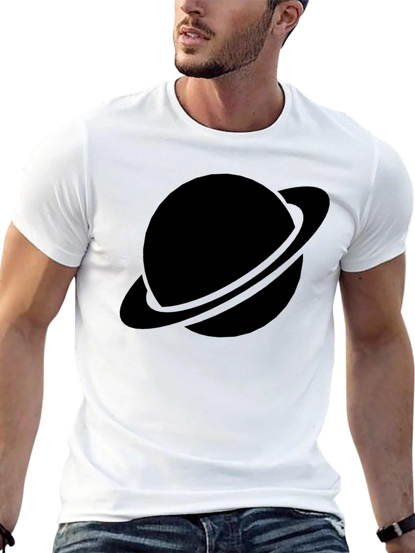 Black Planet Graphic Tee - Saturn Style
