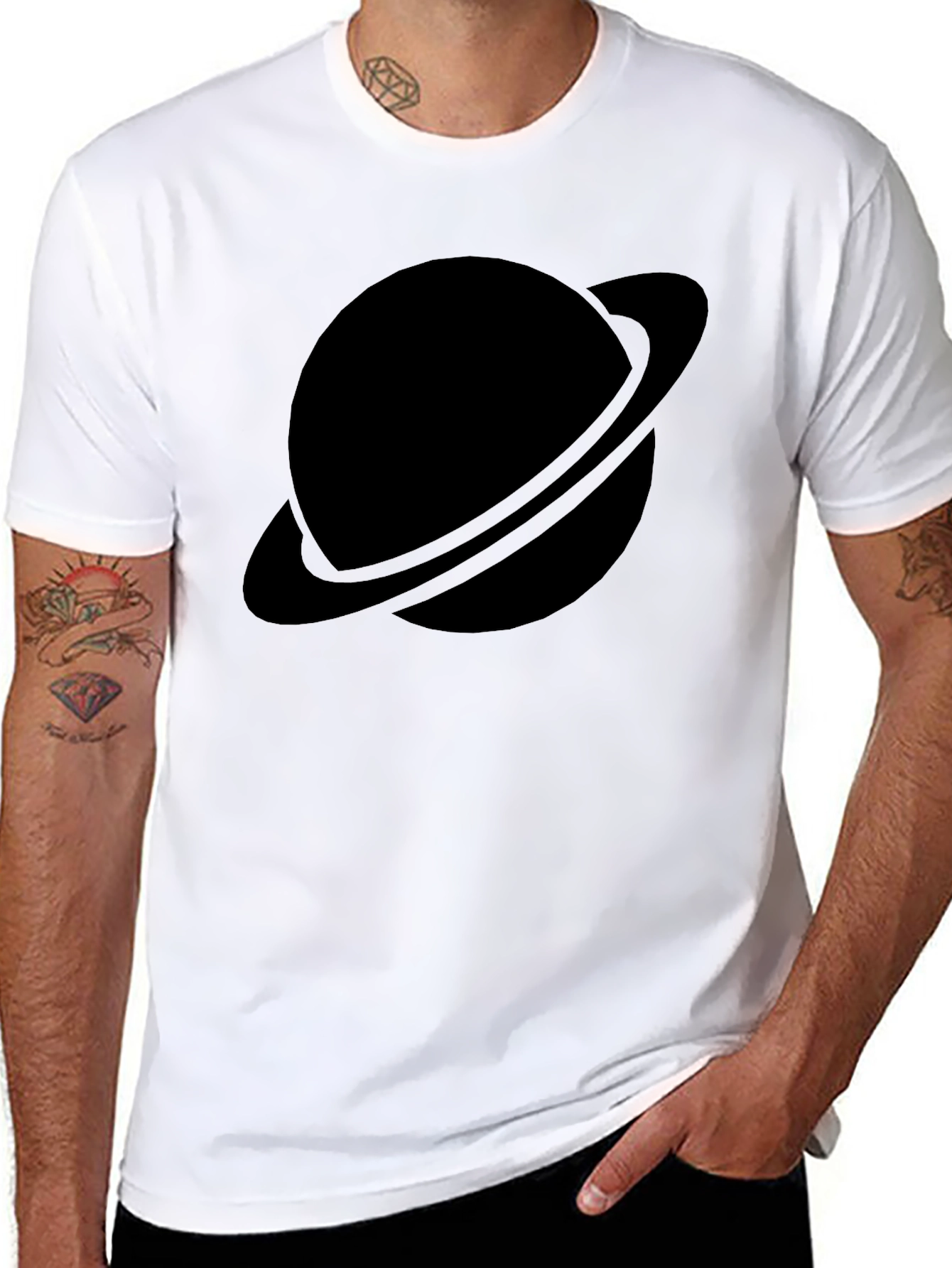 Black Planet Graphic Tee - Saturn Style