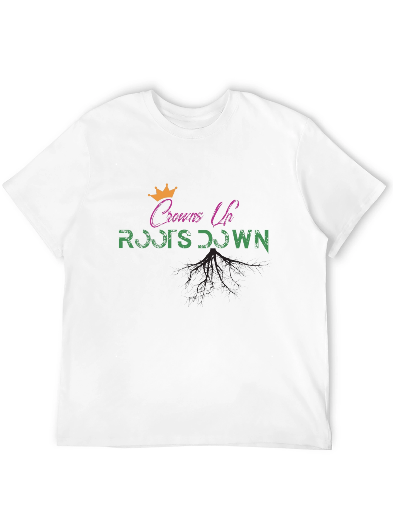 Crowns Up Roots Down Black Graphic T-Shirt