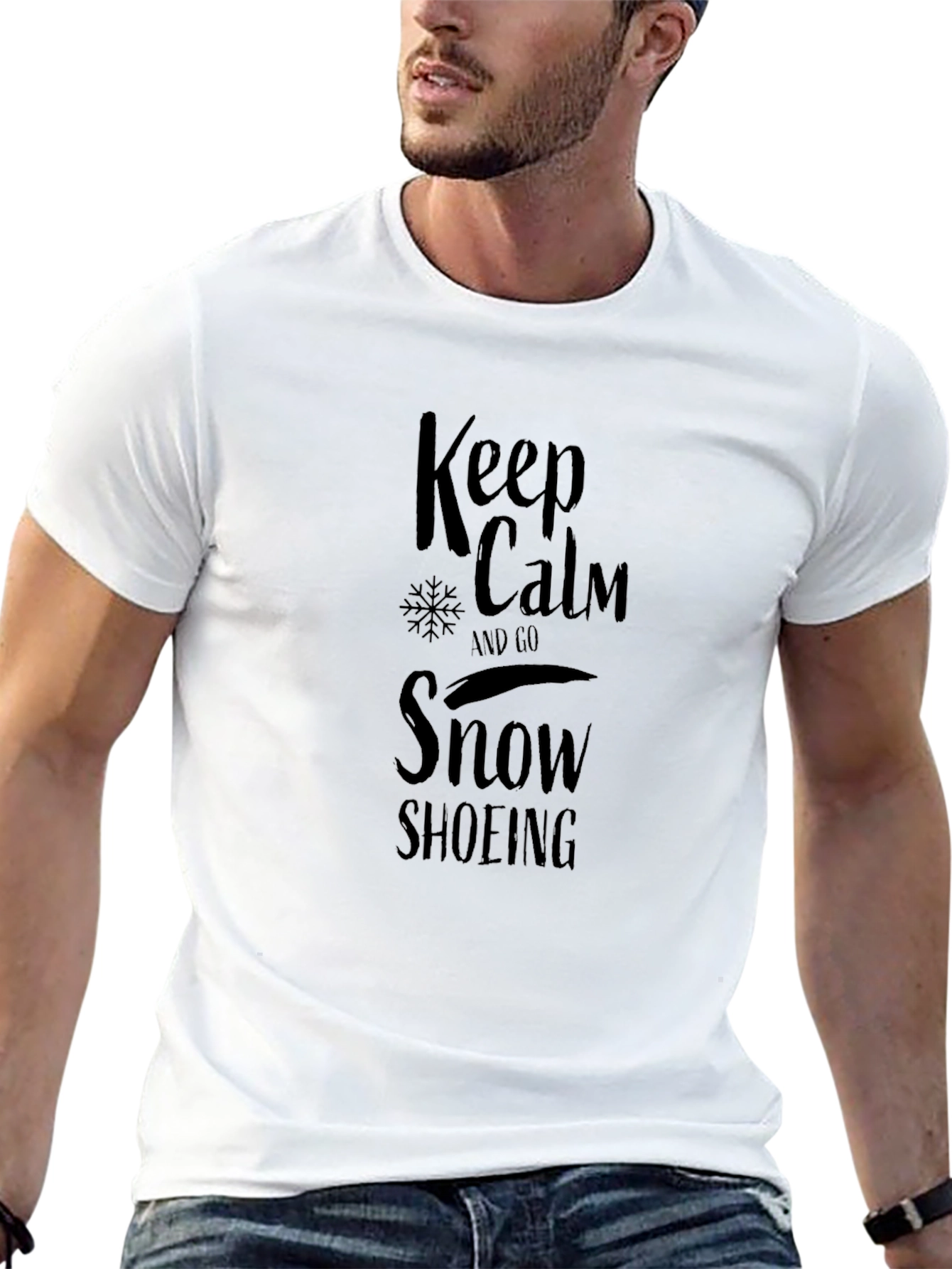 Keep Calm Snowshoeing Black Graphic Tee