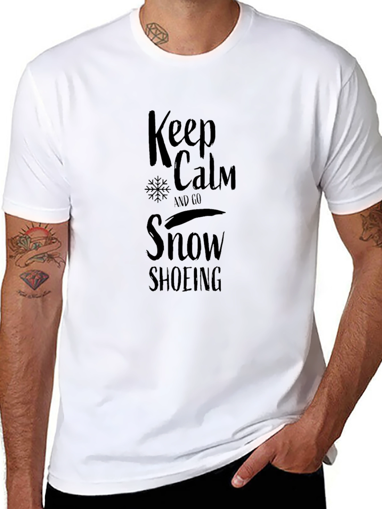 Keep Calm Snowshoeing Black Graphic Tee