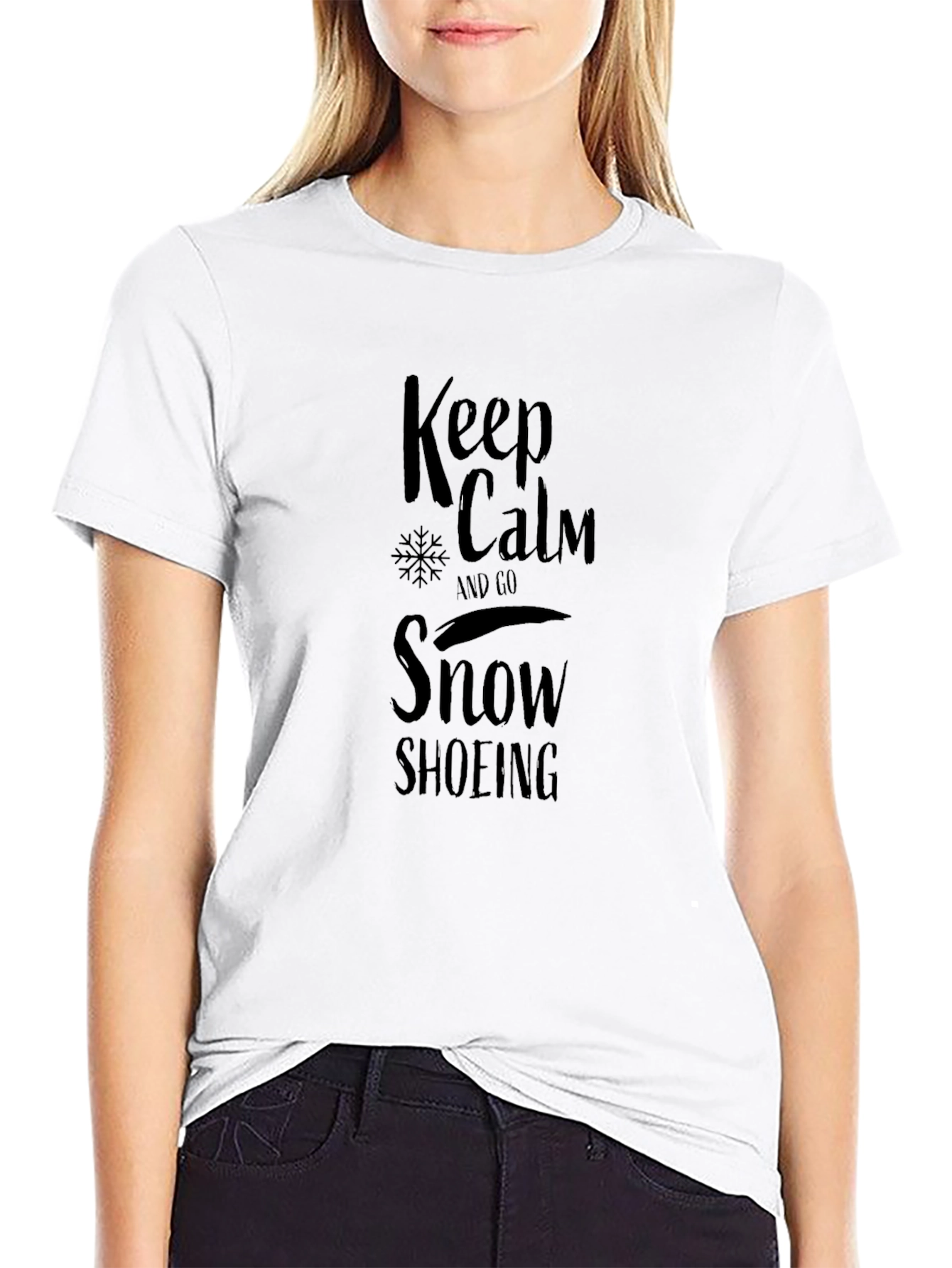 Keep Calm Snowshoeing Black Graphic Tee