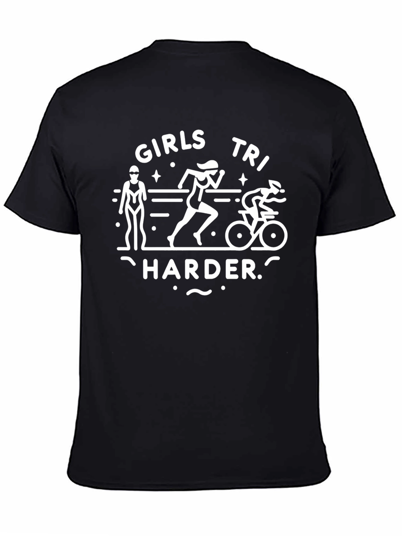 Girls Tri Harder Black T-Shirt Triathlon