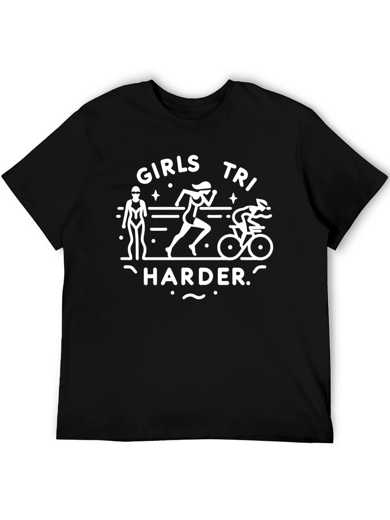 Girls Tri Harder Black T-Shirt Triathlon