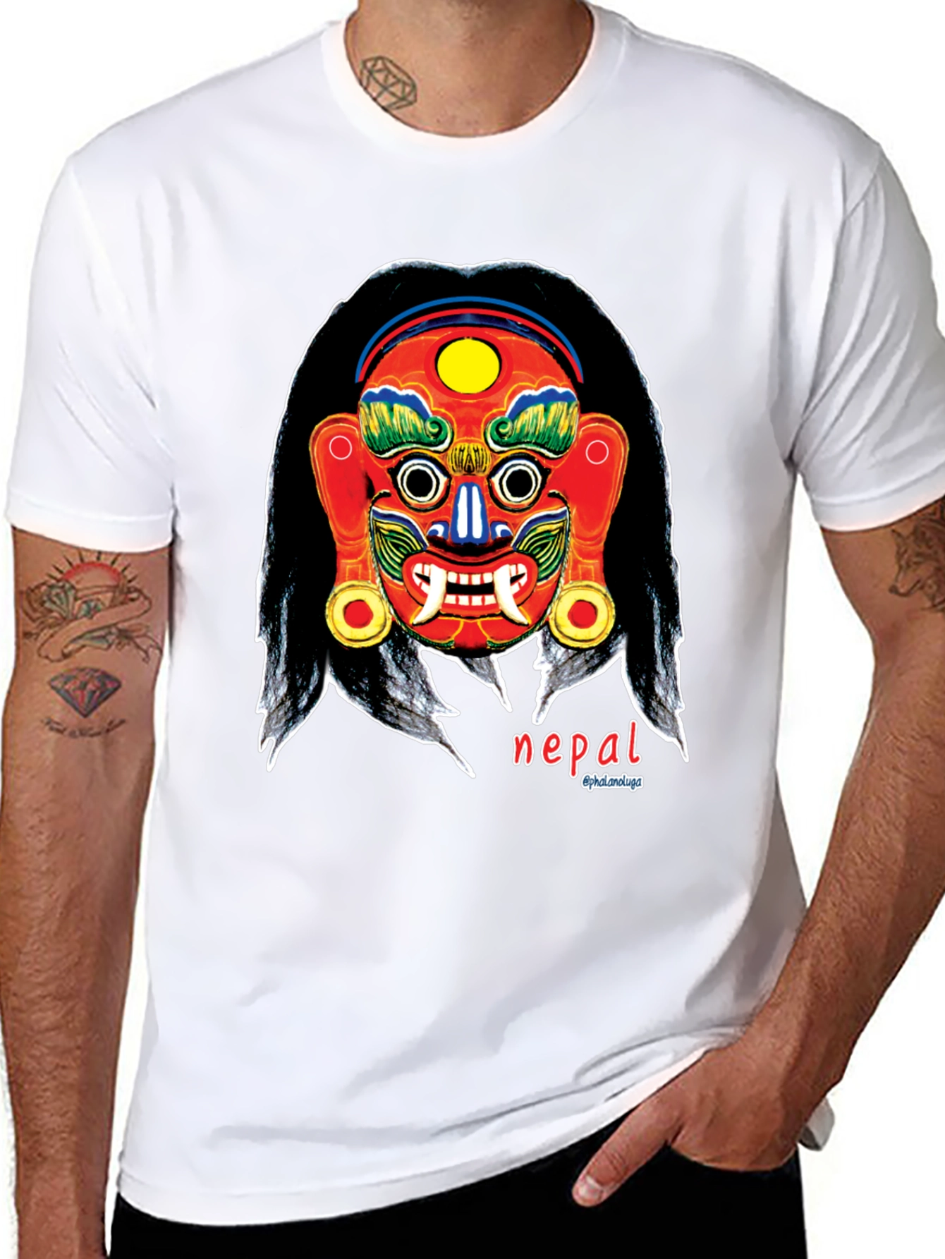 Nepal Mask Graphic Tee - Unique Design