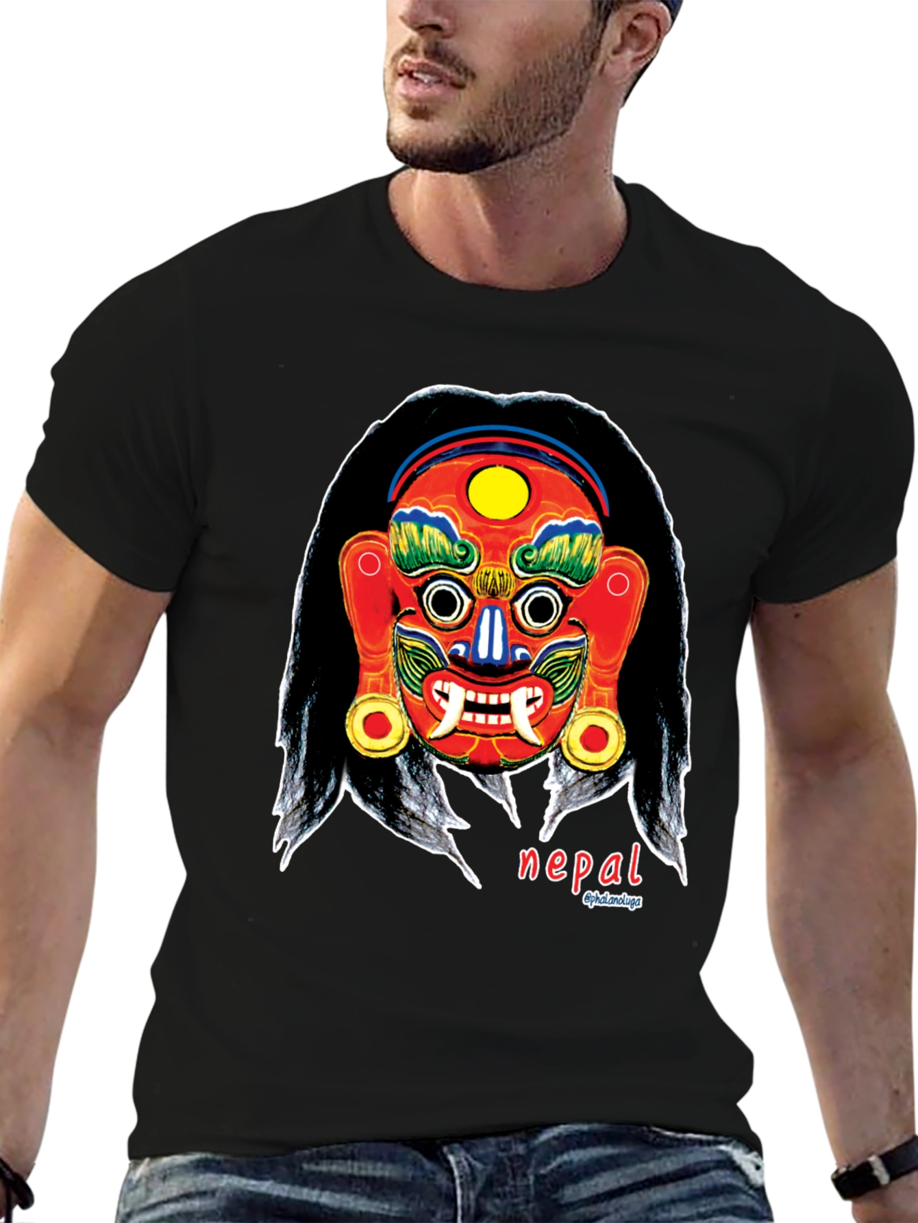 Nepal Mask Graphic Tee - Unique Design