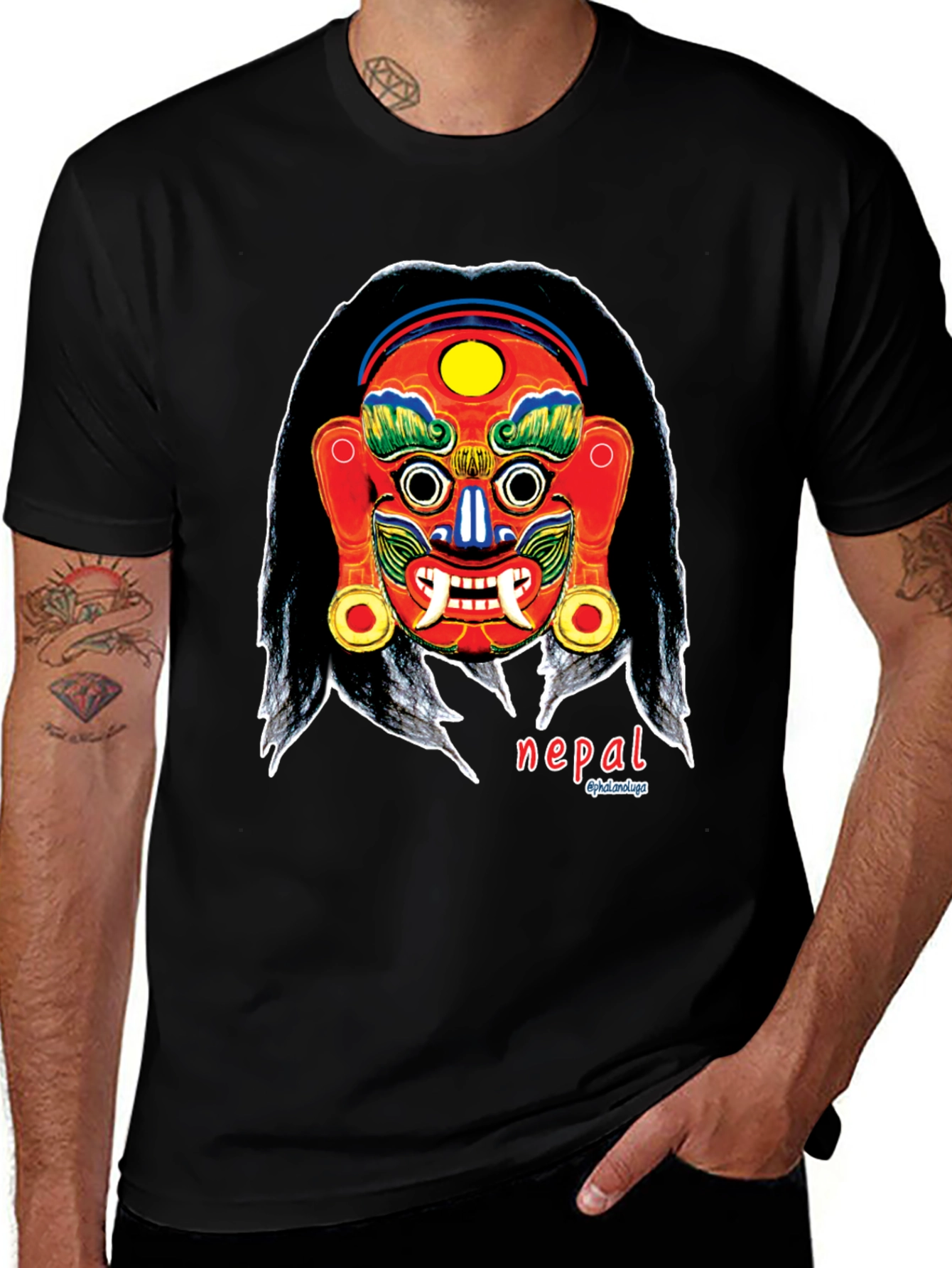 Nepal Mask Graphic Tee - Unique Design