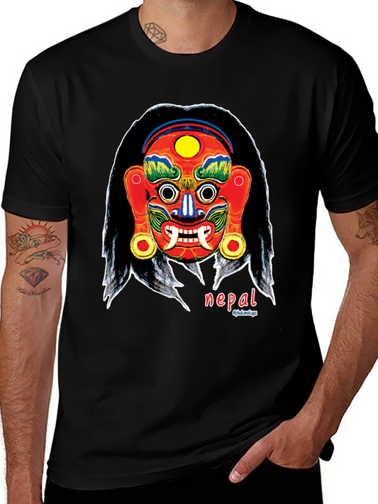 Nepal Mask Graphic Tee - Unique Design