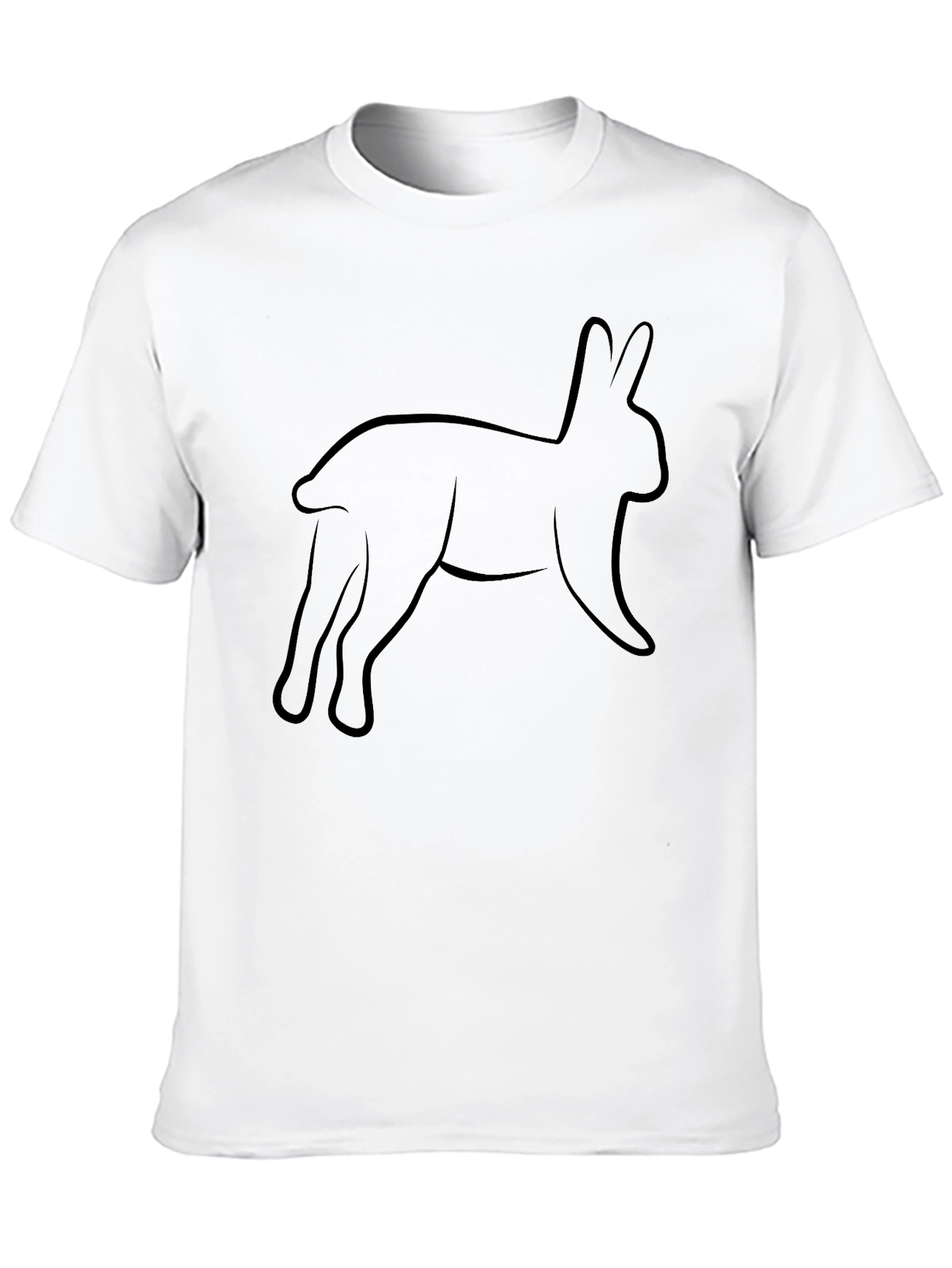 Black T-Shirt with Abstract Bunny Rabbit Design