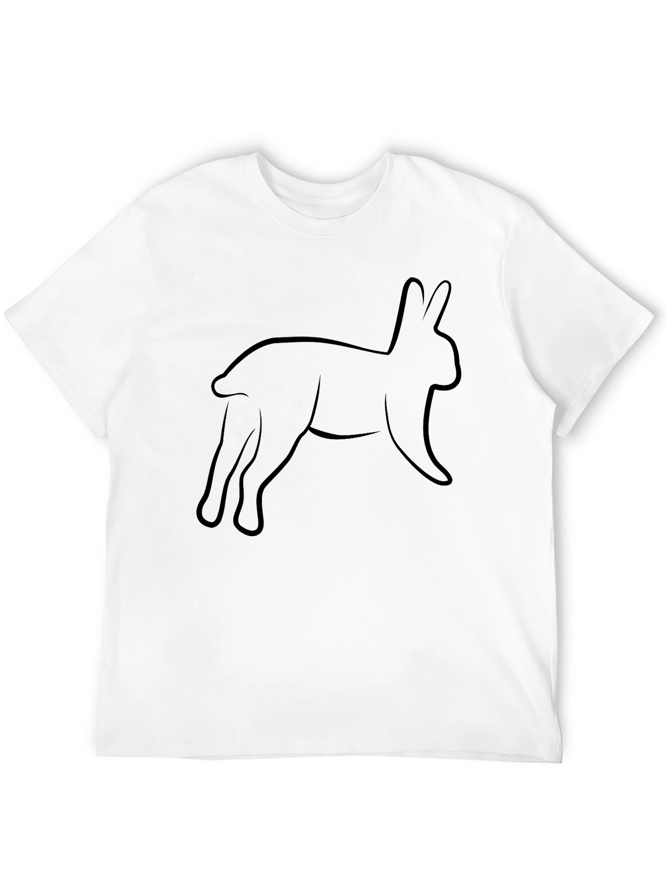 Black T-Shirt with Abstract Bunny Rabbit Design