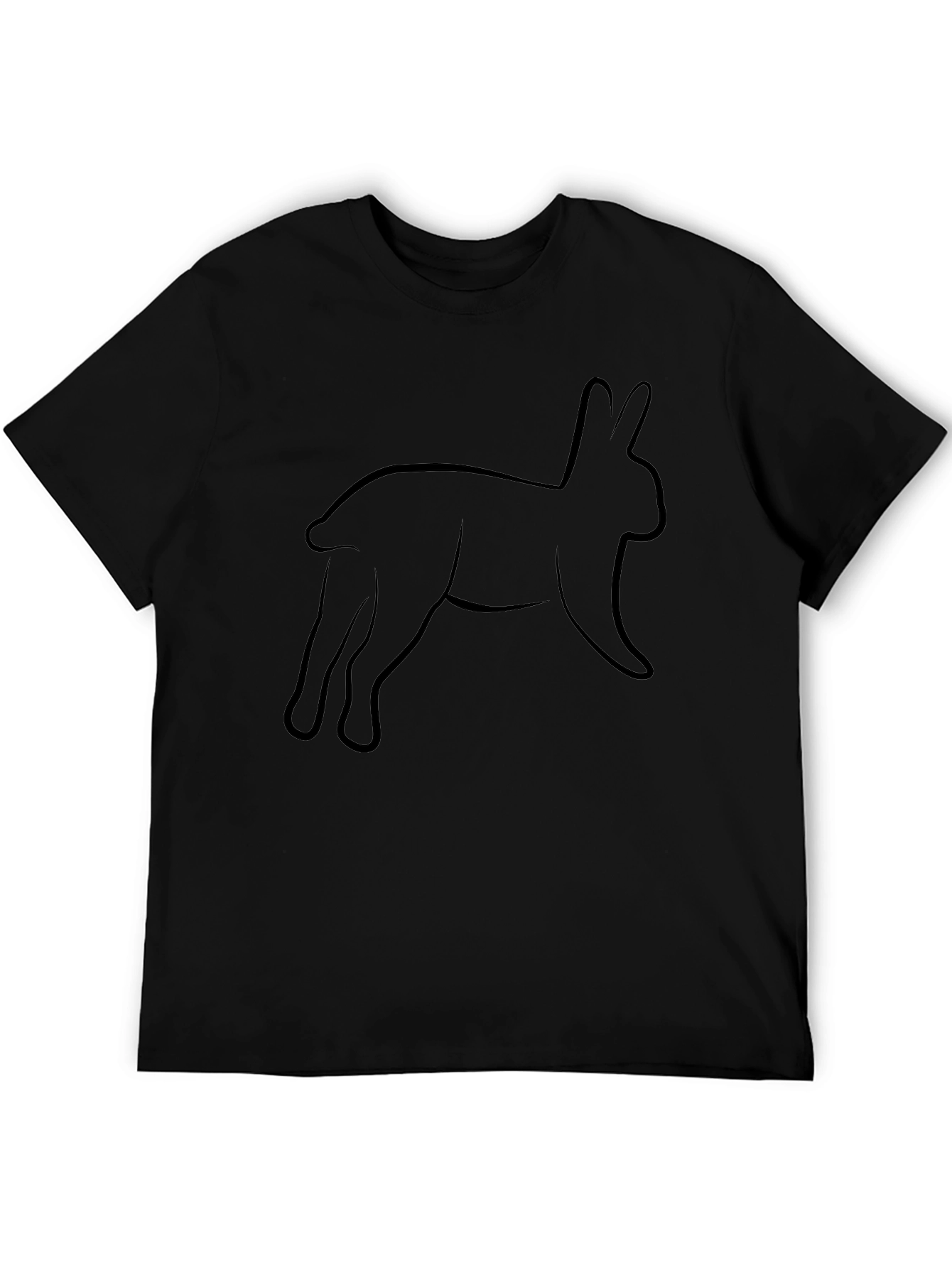Black T-Shirt with Abstract Bunny Rabbit Design