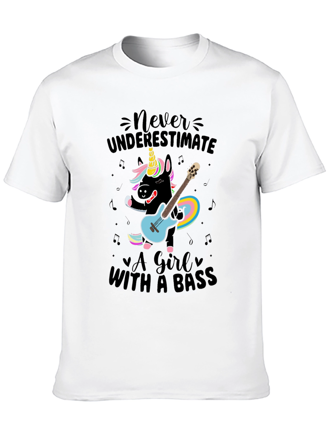 Never Underestimate Girl with Bass T-Shirt