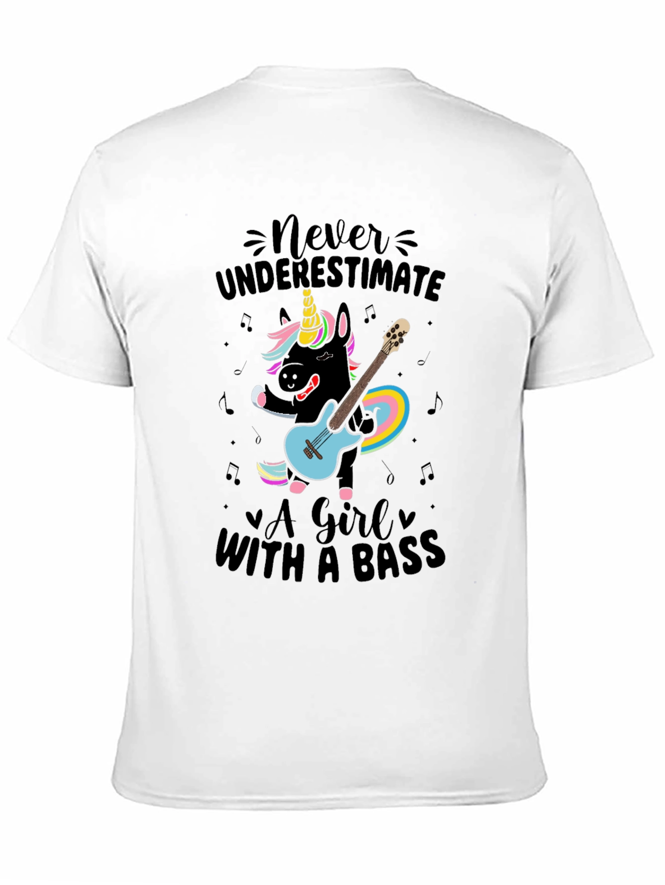 Never Underestimate Girl with Bass T-Shirt