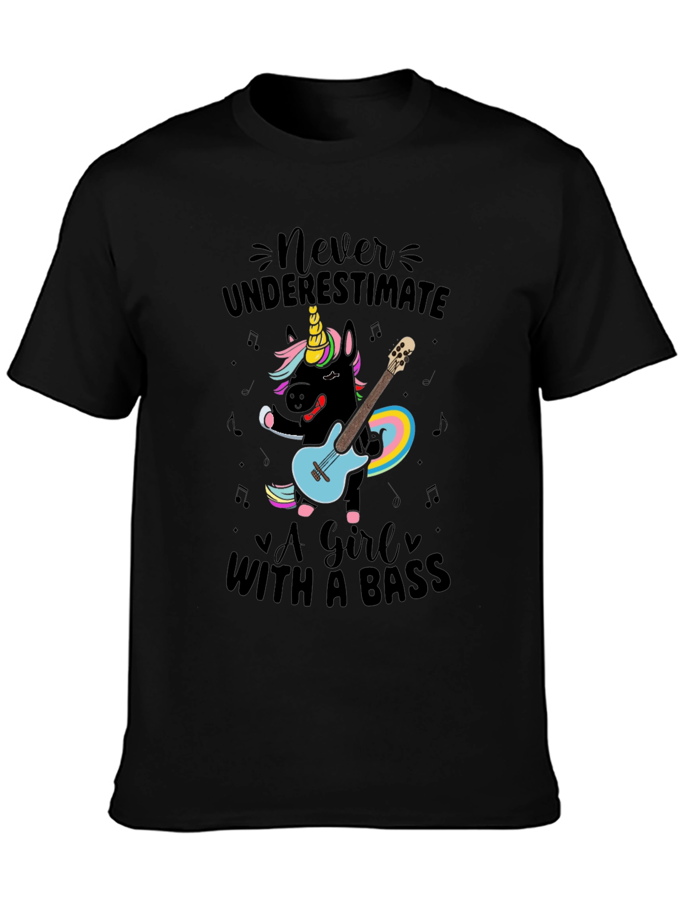 Never Underestimate Girl with Bass T-Shirt