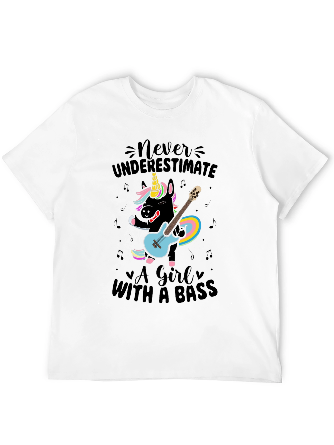 Never Underestimate Girl with Bass T-Shirt