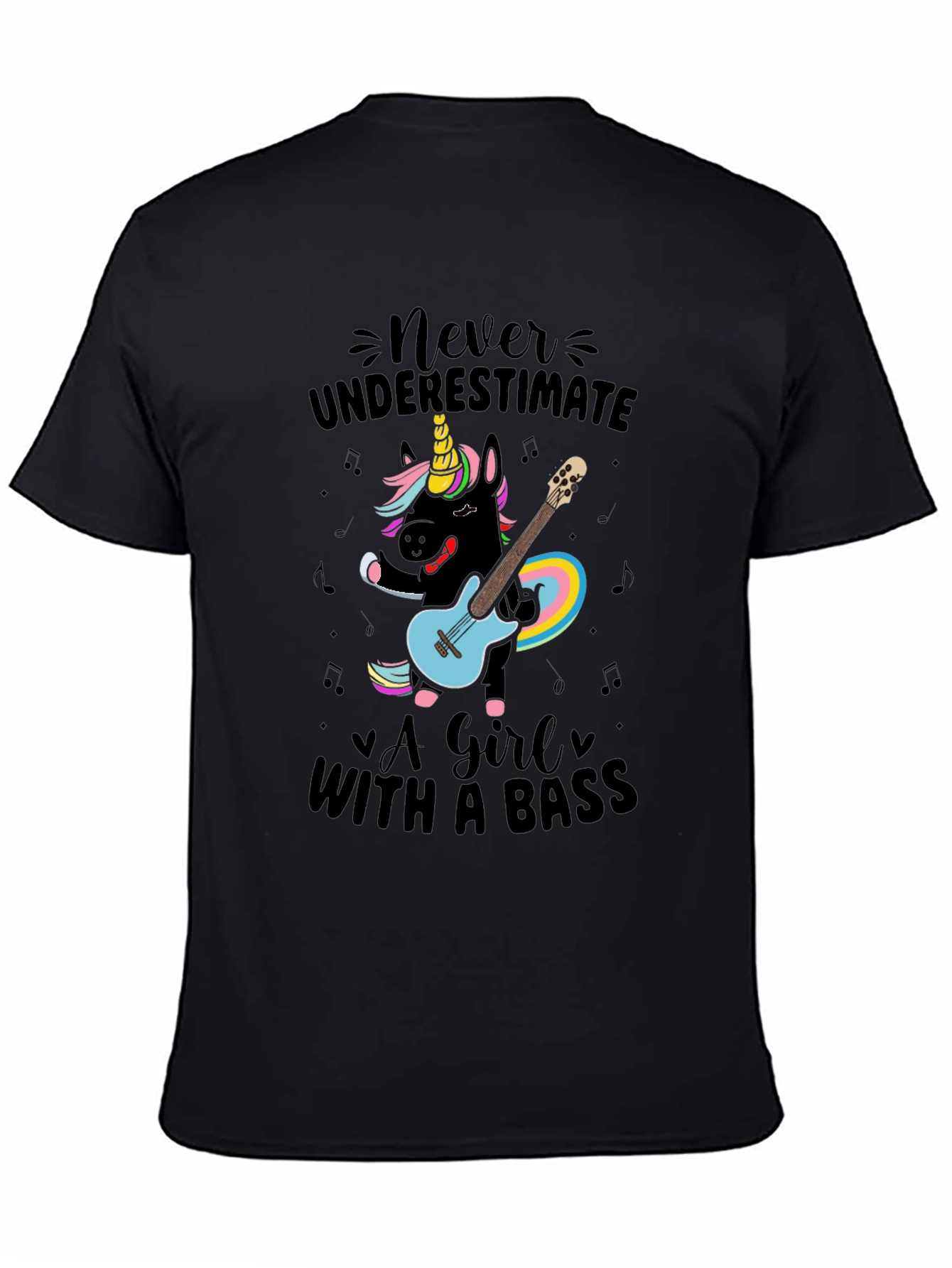 Never Underestimate Girl with Bass T-Shirt