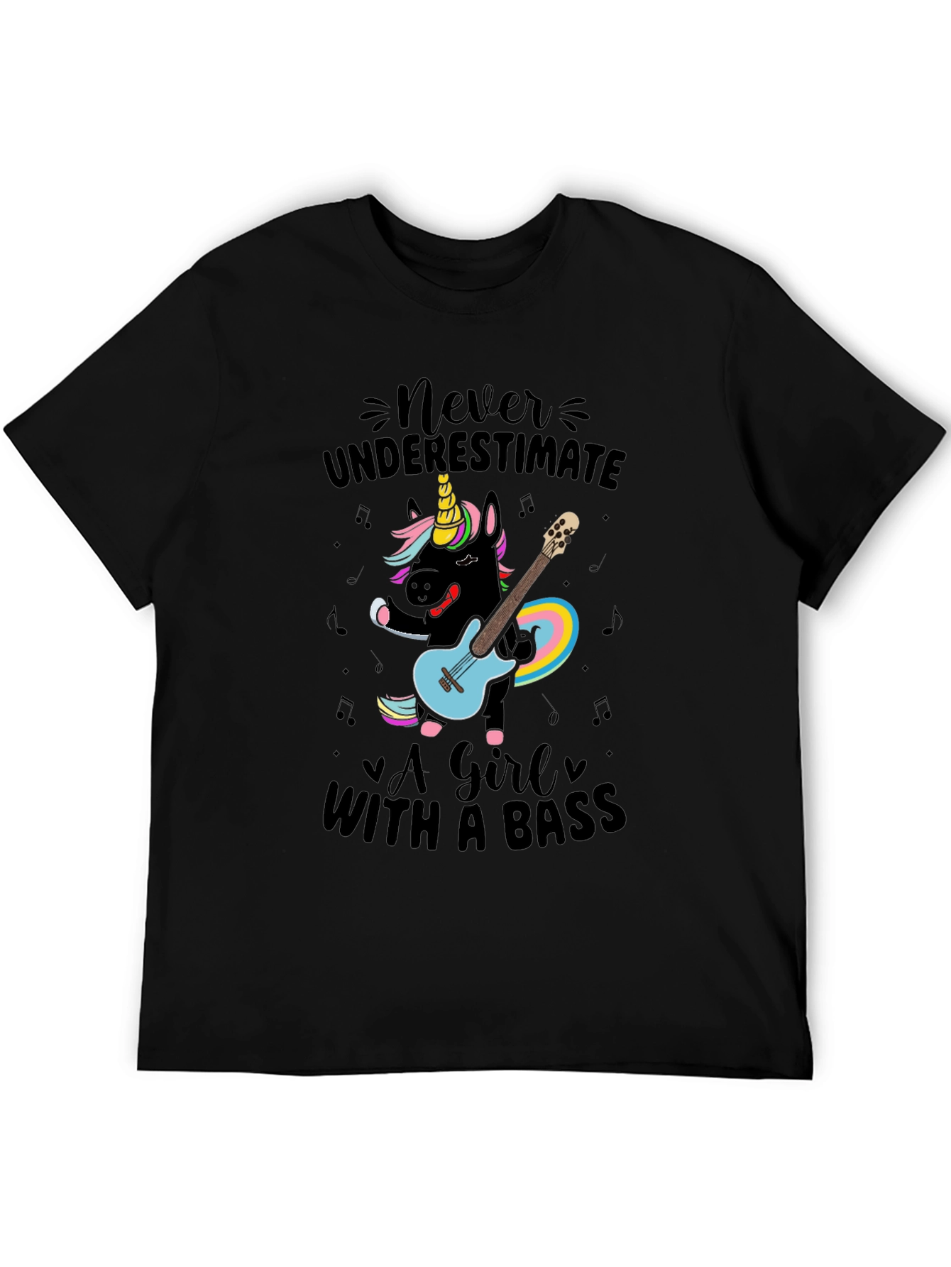 Never Underestimate Girl with Bass T-Shirt