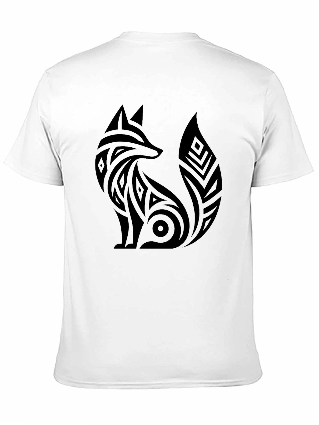 Tribal Fox Graphic Tee - Black Cotton T-Shirt