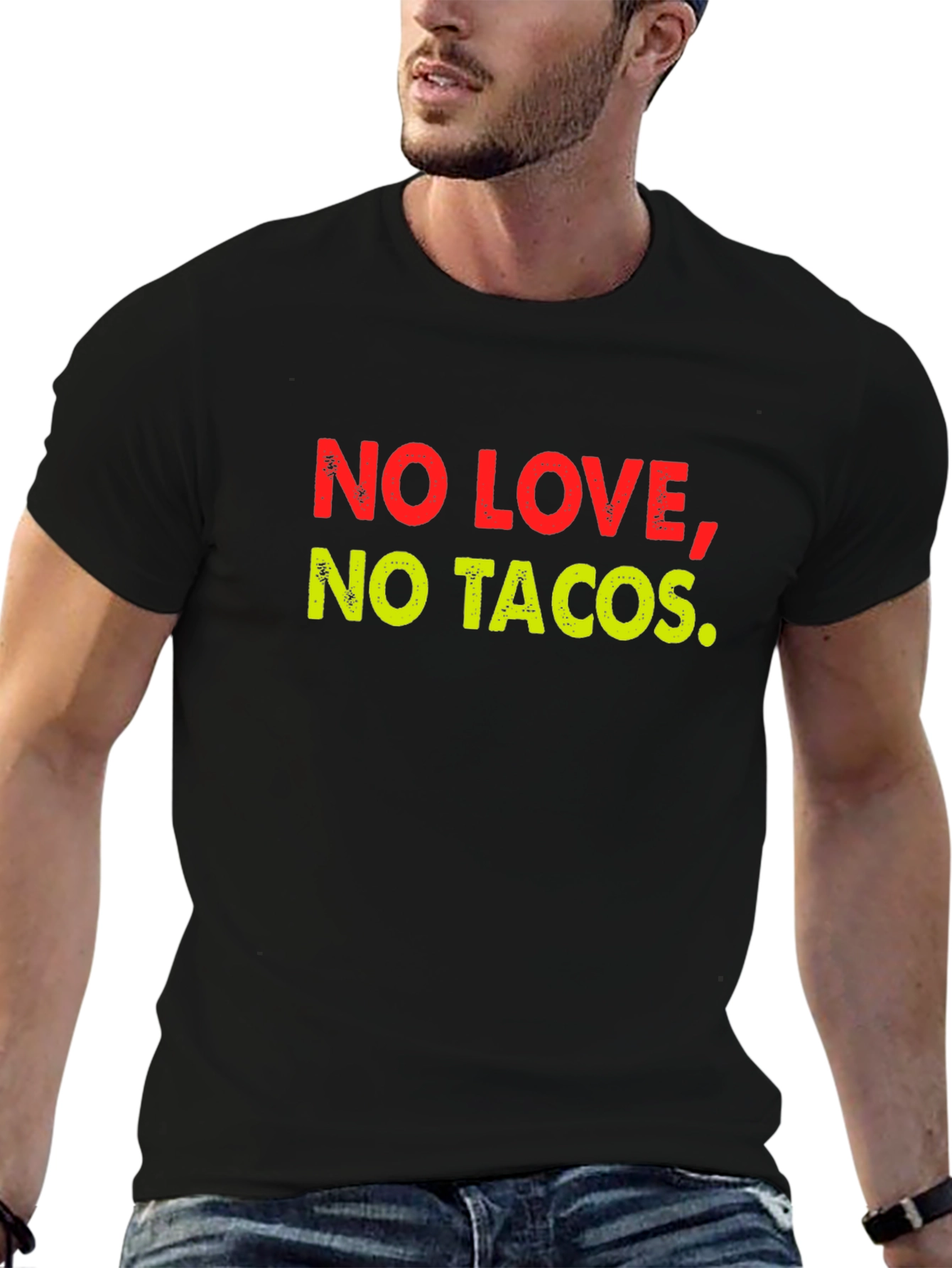 No Love No Tacos Mens Black T-Shirt