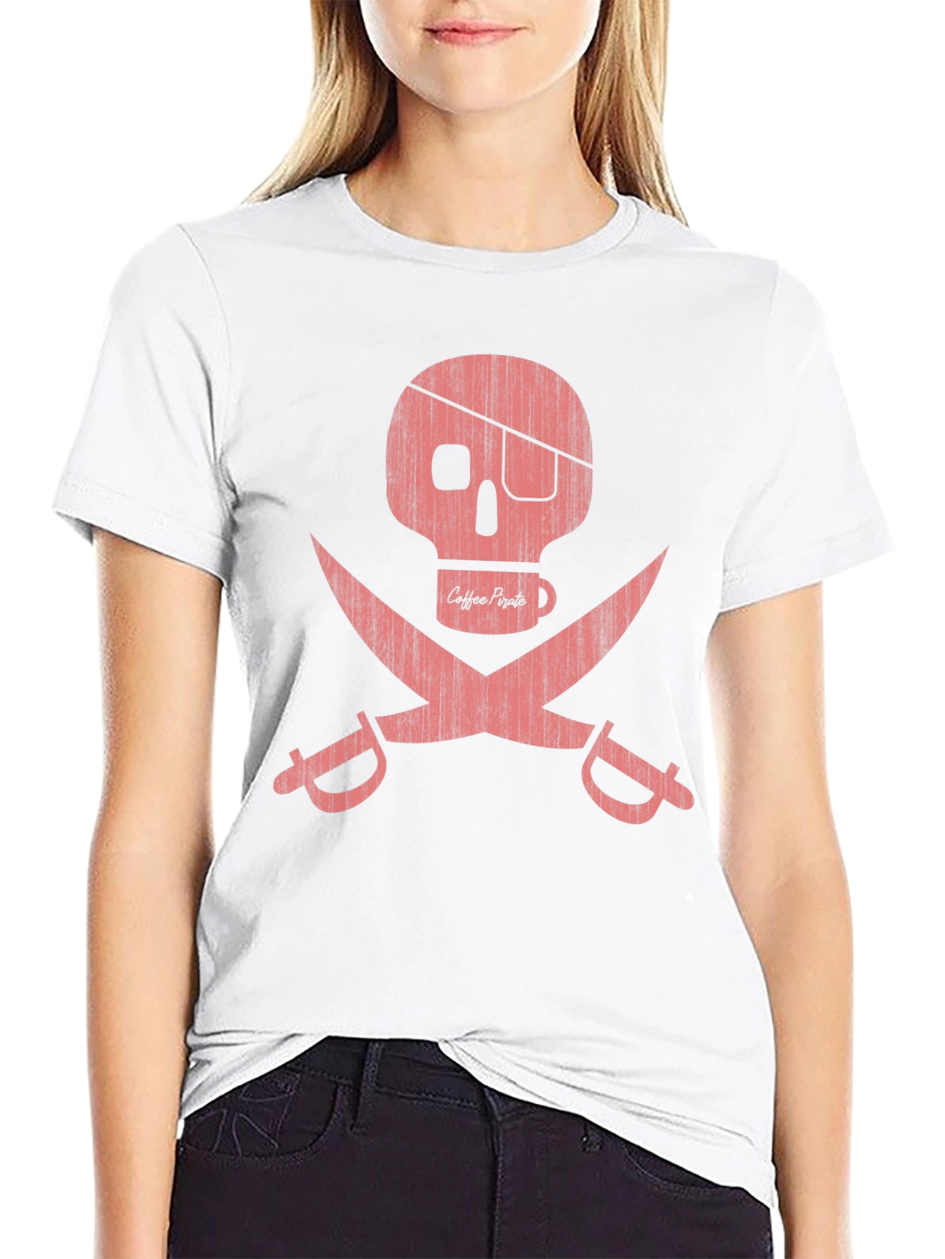 Coffee Pirate Skull T-Shirt - Dark Humor Tee