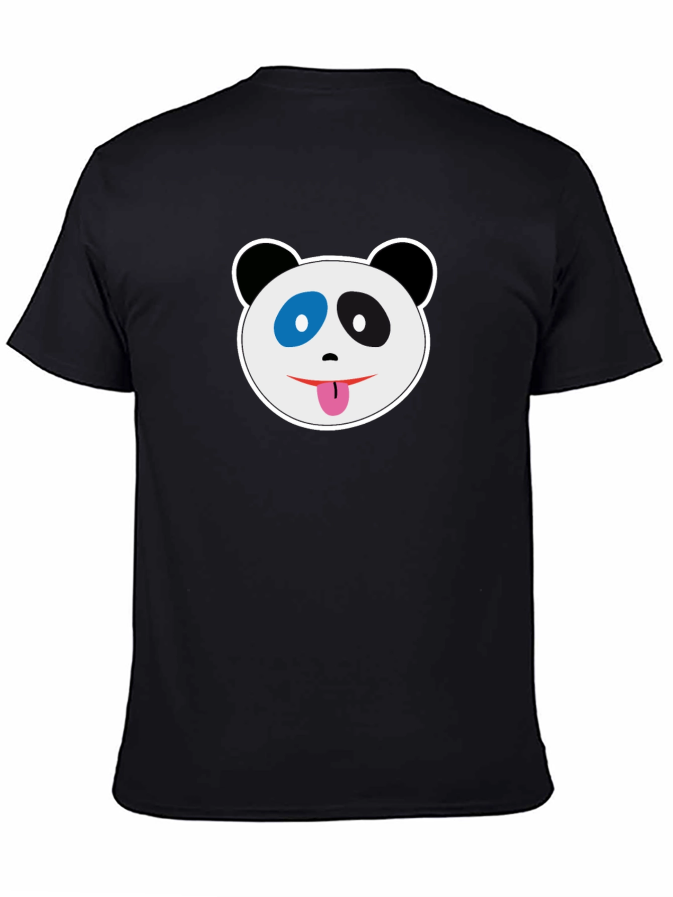 Black T-Shirt with Panda Face Graphic