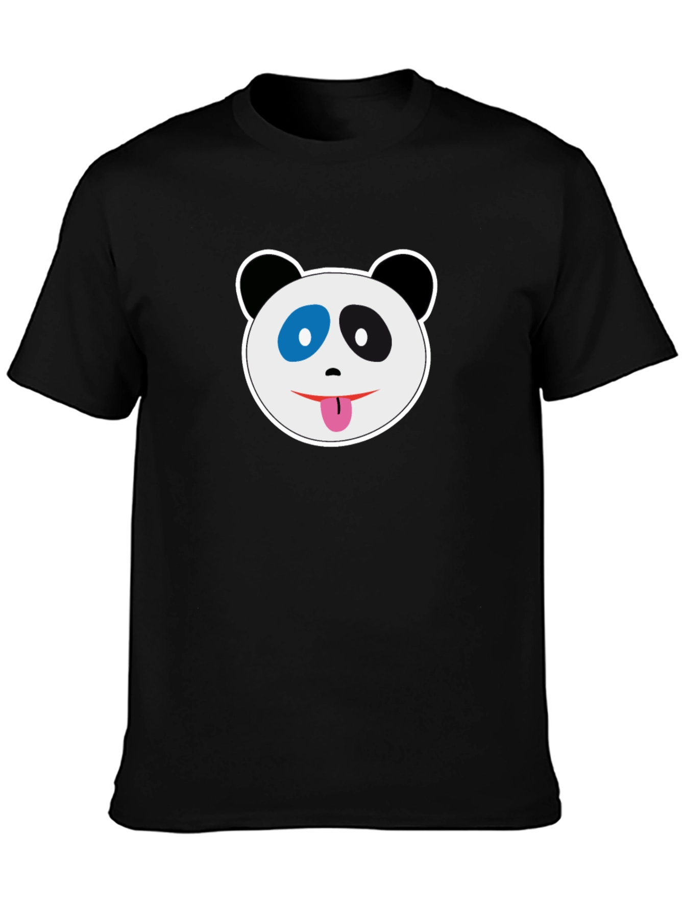 Black T-Shirt with Panda Face Graphic