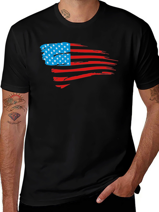 USA Flag Distressed Graphic Tee - Patriotic Style