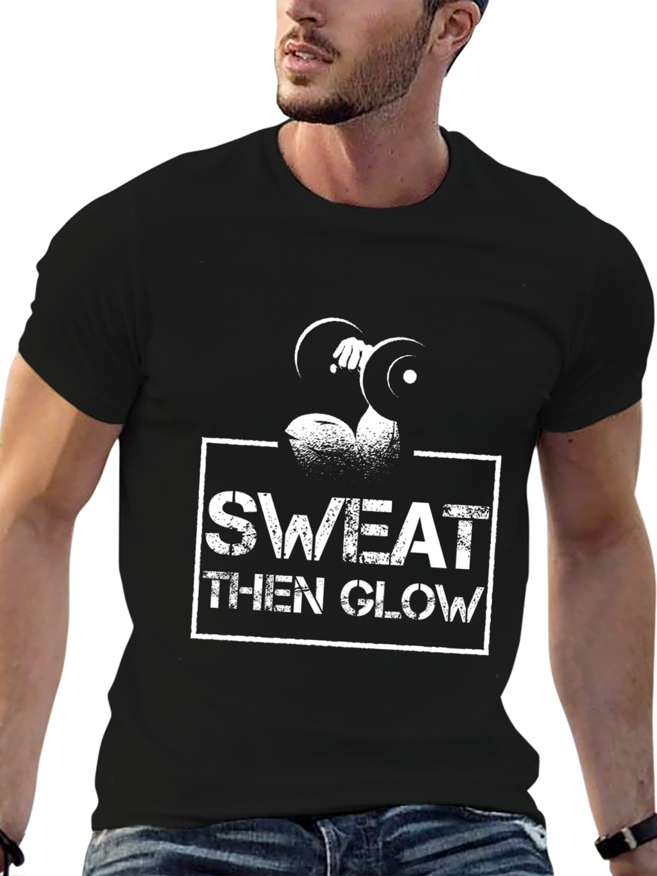 Sweat Then Glow Graphic Tee - Gym Motivation
