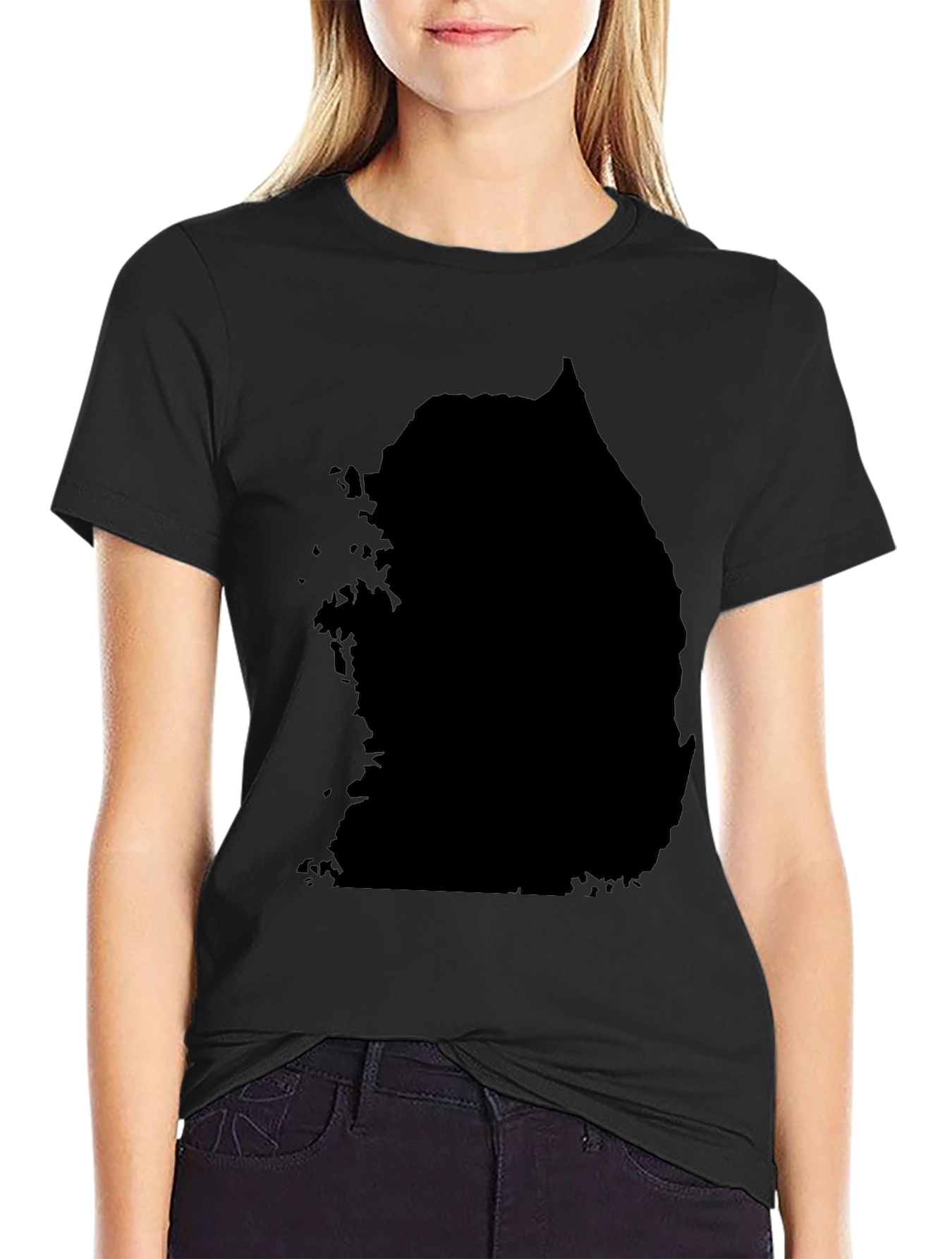 South Korea Map Black Graphic Tee
