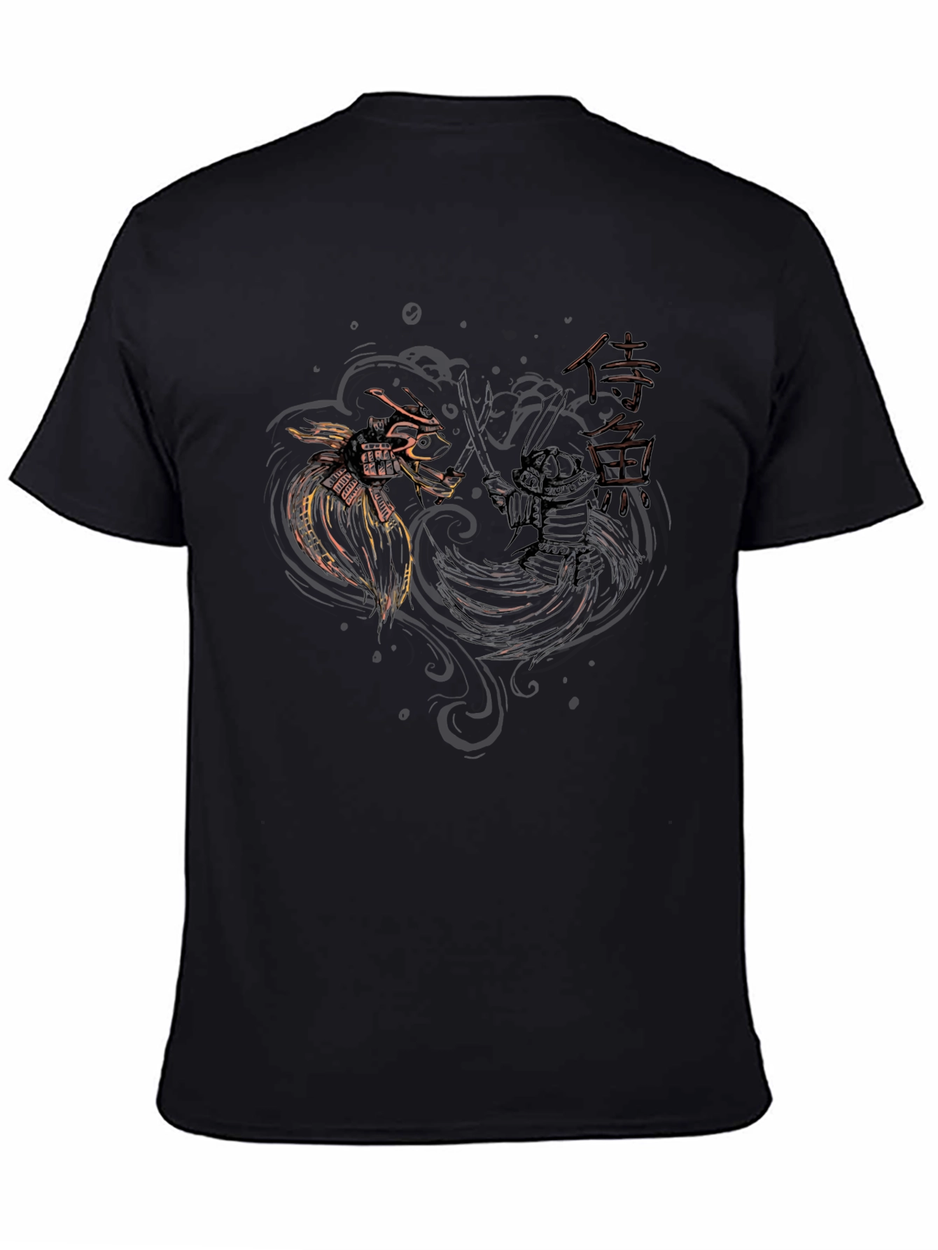 Samurai Dragon Duel Black T-Shirt