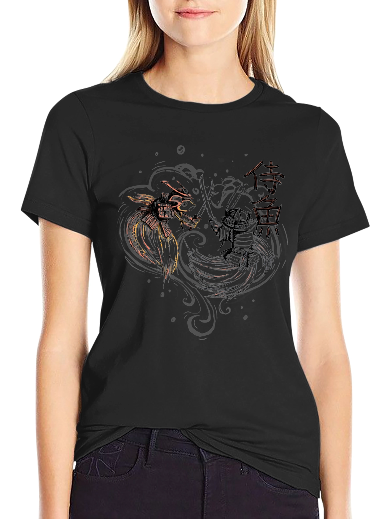 Samurai Dragon Duel Black T-Shirt
