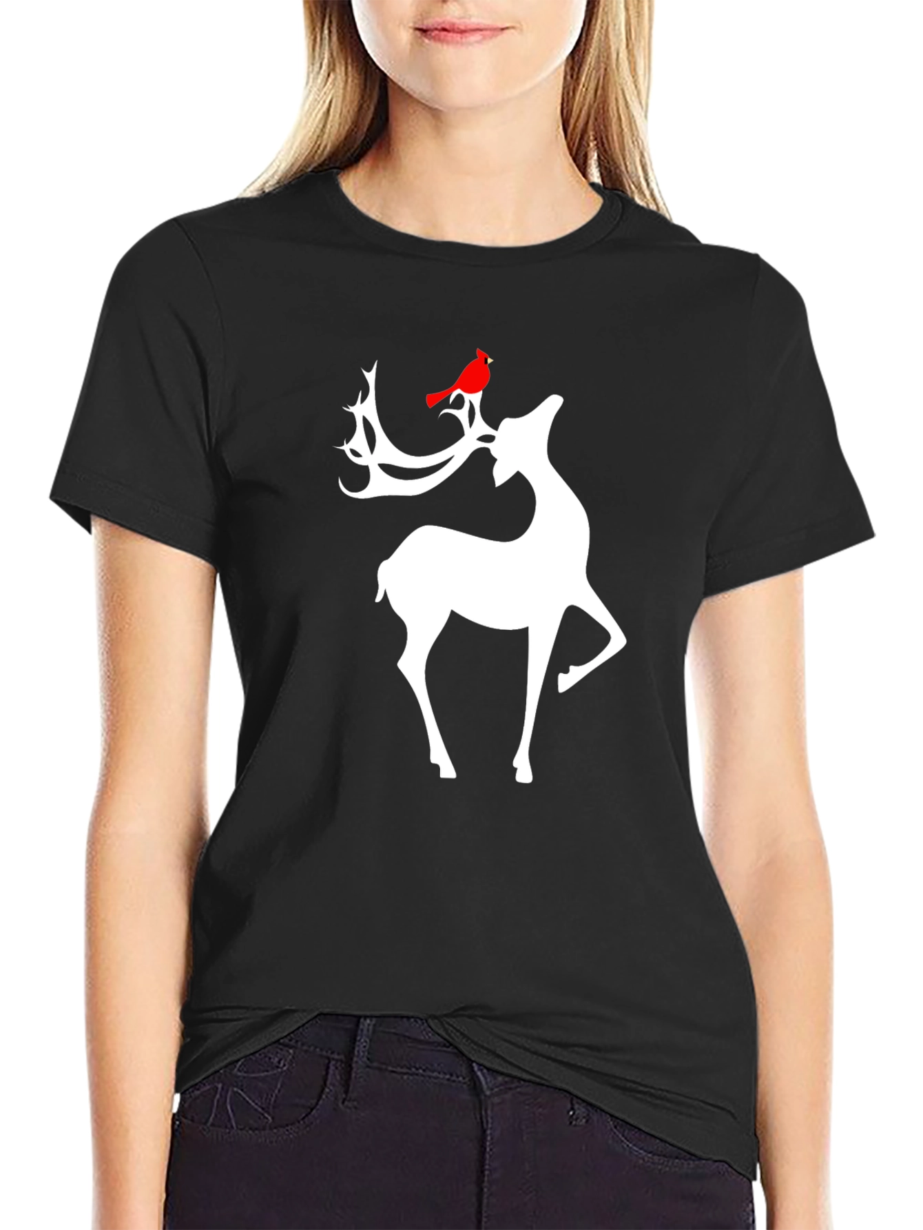 Festive Deer Graphic Tee - Holiday Style