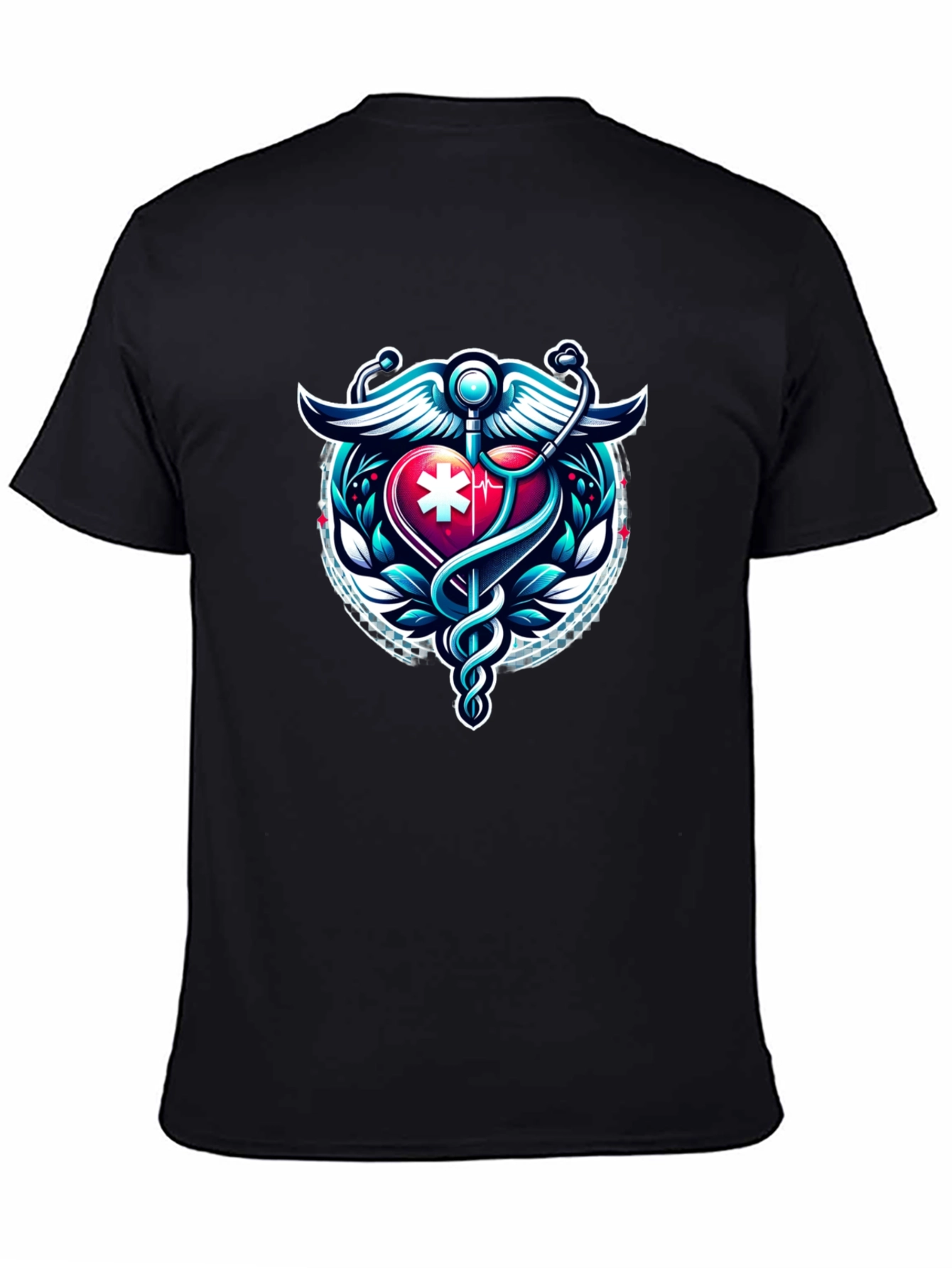 Medical Caduceus Heartbeat Graphic Tee