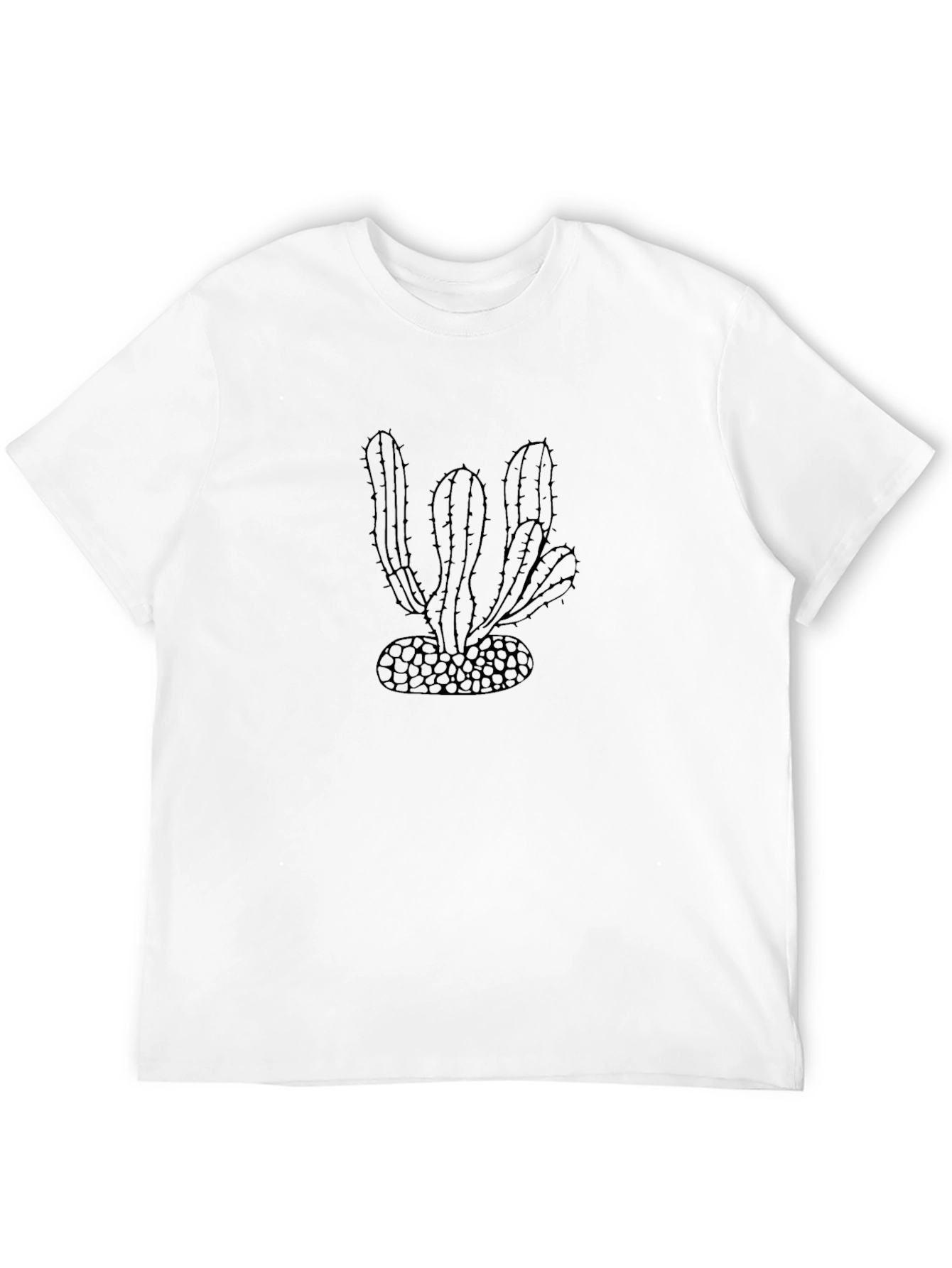 Cactus Outline Graphic Tee - Black